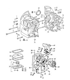 Crankcase housing (Model: 1300, 1300 S, 1500, 1500 S, 1600, 1600 S) 356, 356A 1950-1959