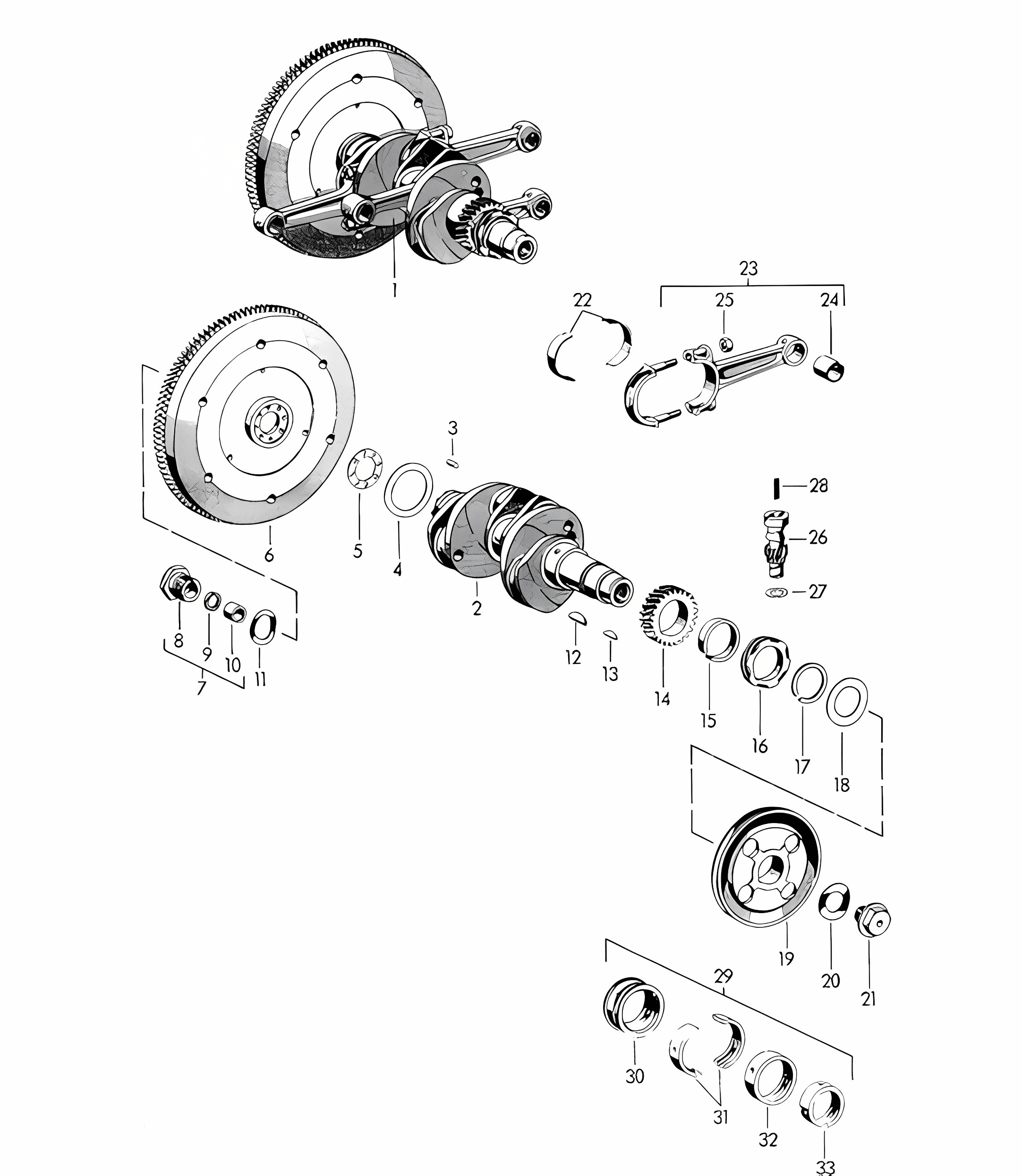 Crankshaft (Model: 1300, 1300 S, 1500, 1500 S, 1600, 1600 S) 356, 356A 1950-1959