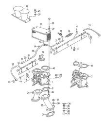 Carburateur SOLEX 40 P II-4/WEBER / En brandstoftoevoerleiding (Model: CARRERA, 1600 GS/GT) 356, 356A 1950-1959