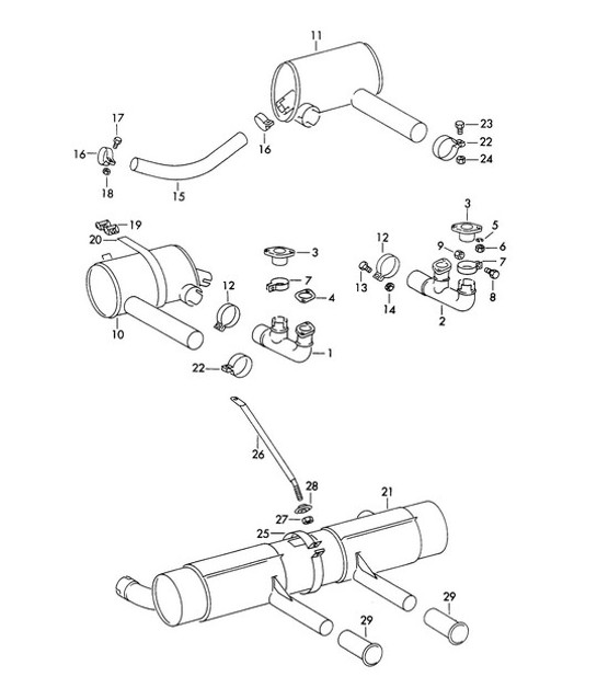 Diagram 202-013 Porsche 997 (911) MK1 2005-2008 Brandstofsysteem, uitlaatsysteem