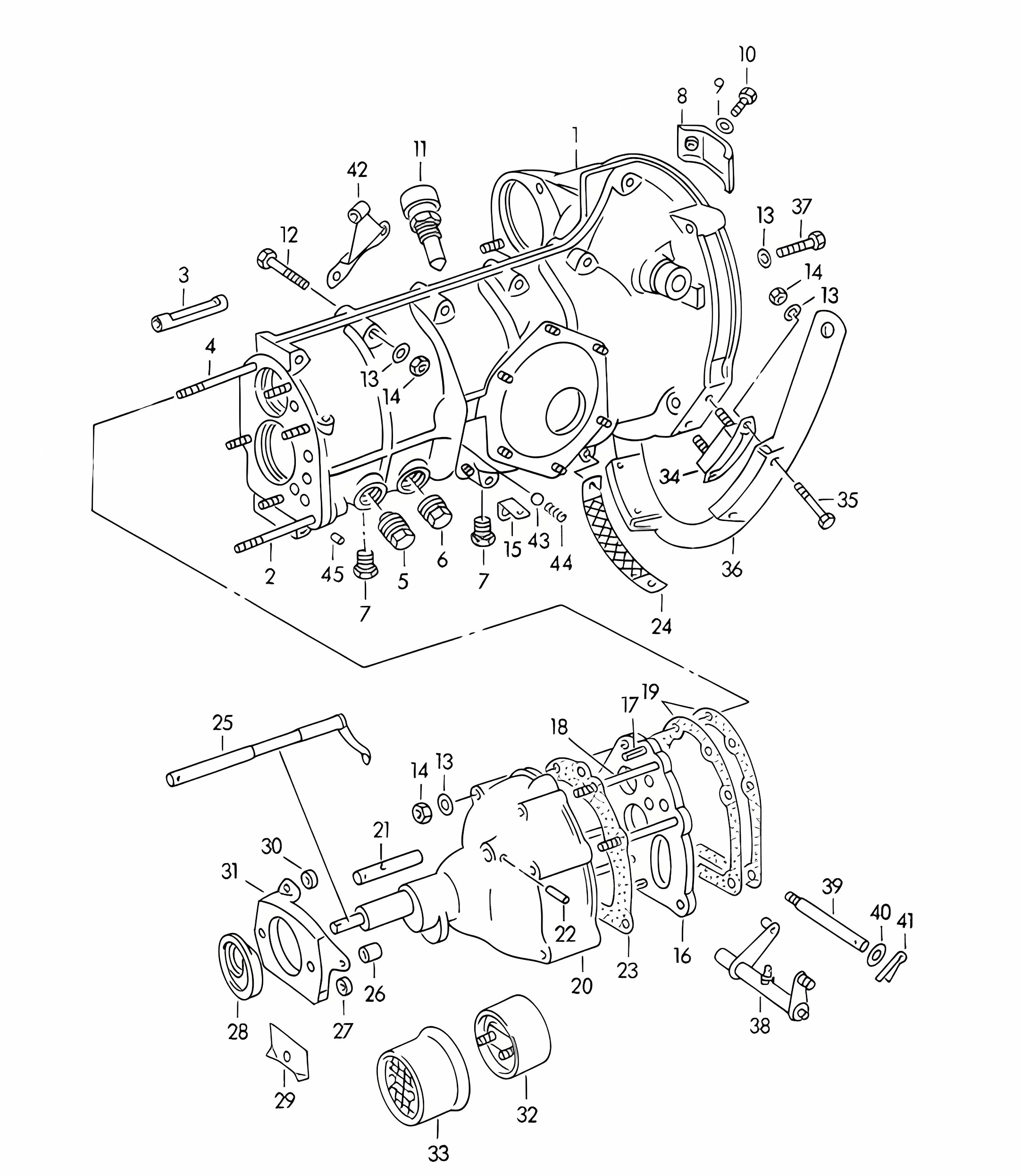 Transmission case with Transmission suspension  356 1950-1955