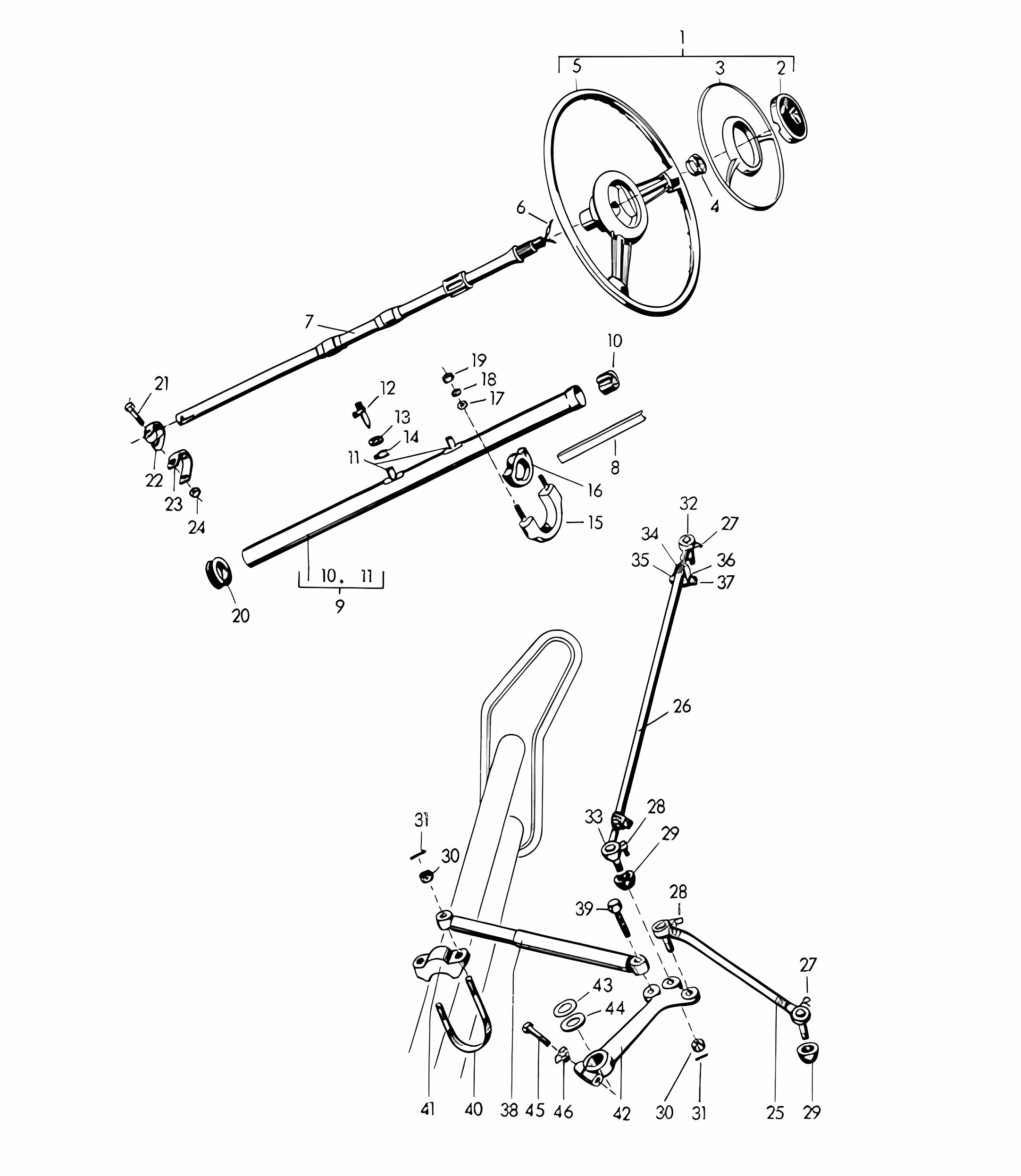 Steering wheel / Steering shaft / Tie rod  / and Steering arm  356A 1955-1959