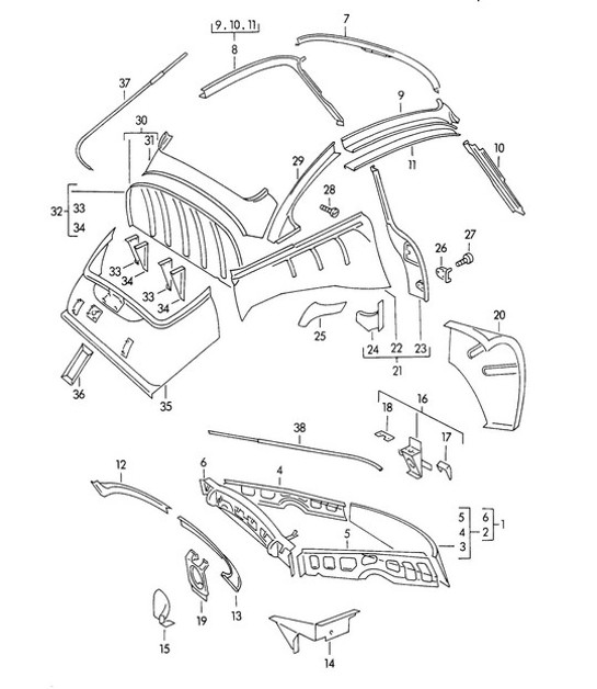 Diagram 801-025 Porsche Boxster 718 (982) 2017>> Karosserie
