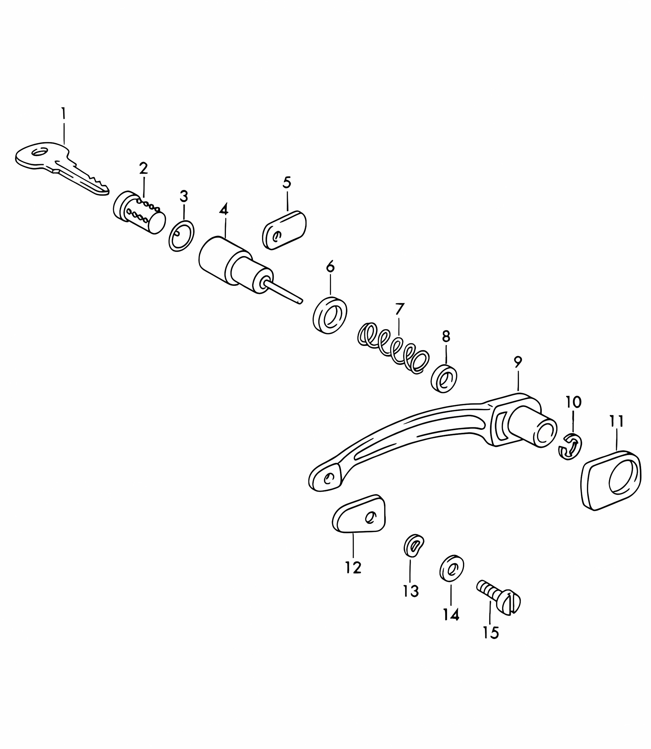 Outer door handle And Single parts 356 / 356A 1950-1959