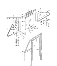 Side window / Door window glass (Model:  CARRERA, COUPE, GRAN TURISMO) 356 / 356A 1950-1959
