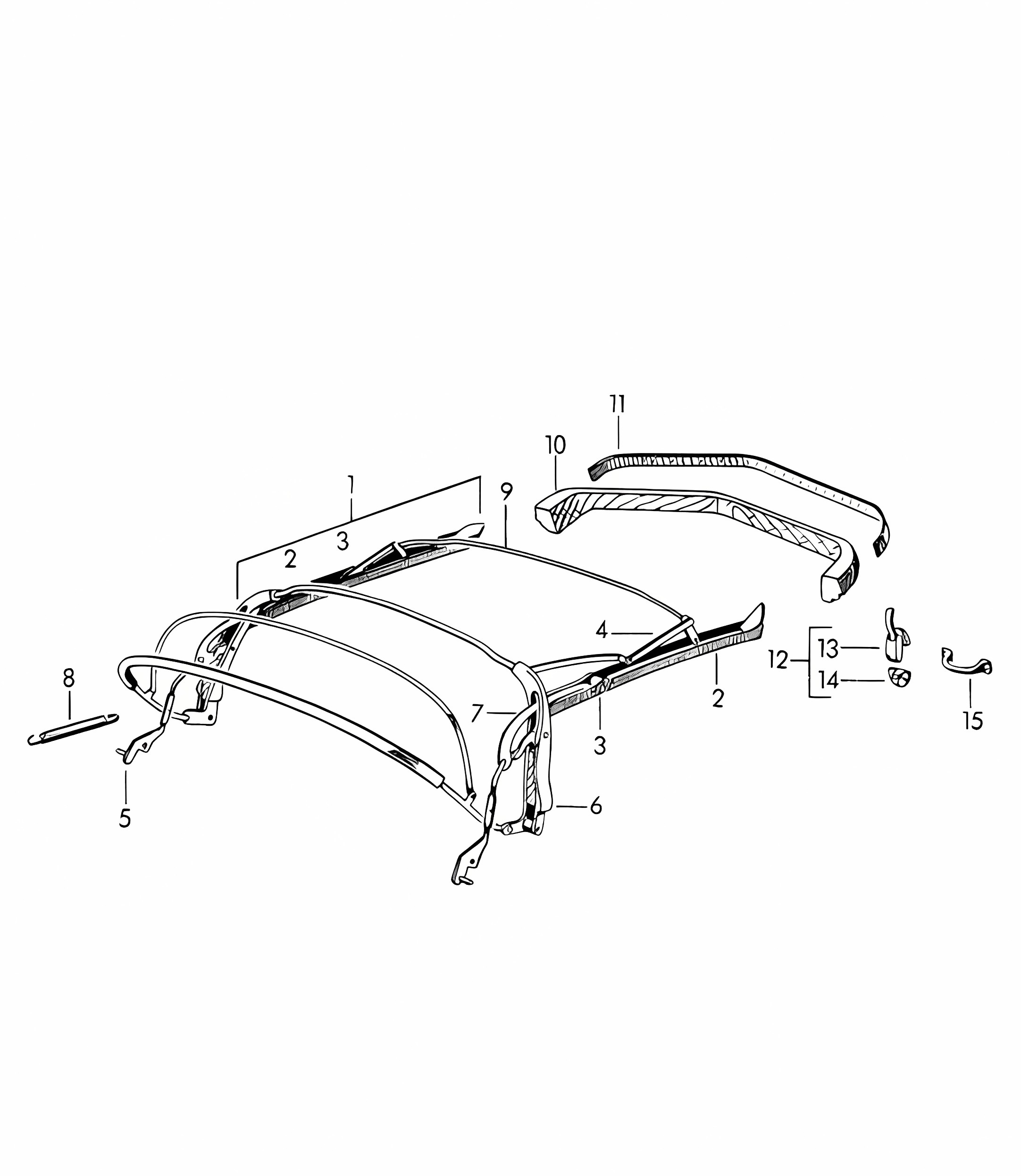 Convertible top frame (Model: 356:CABRIO)  356 1950-1955