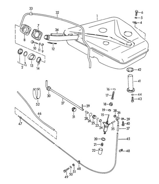 Diagram 201-005 Porsche Macan (95B) MK1 (2014-2018) Sistema de combustible, sistema de escape