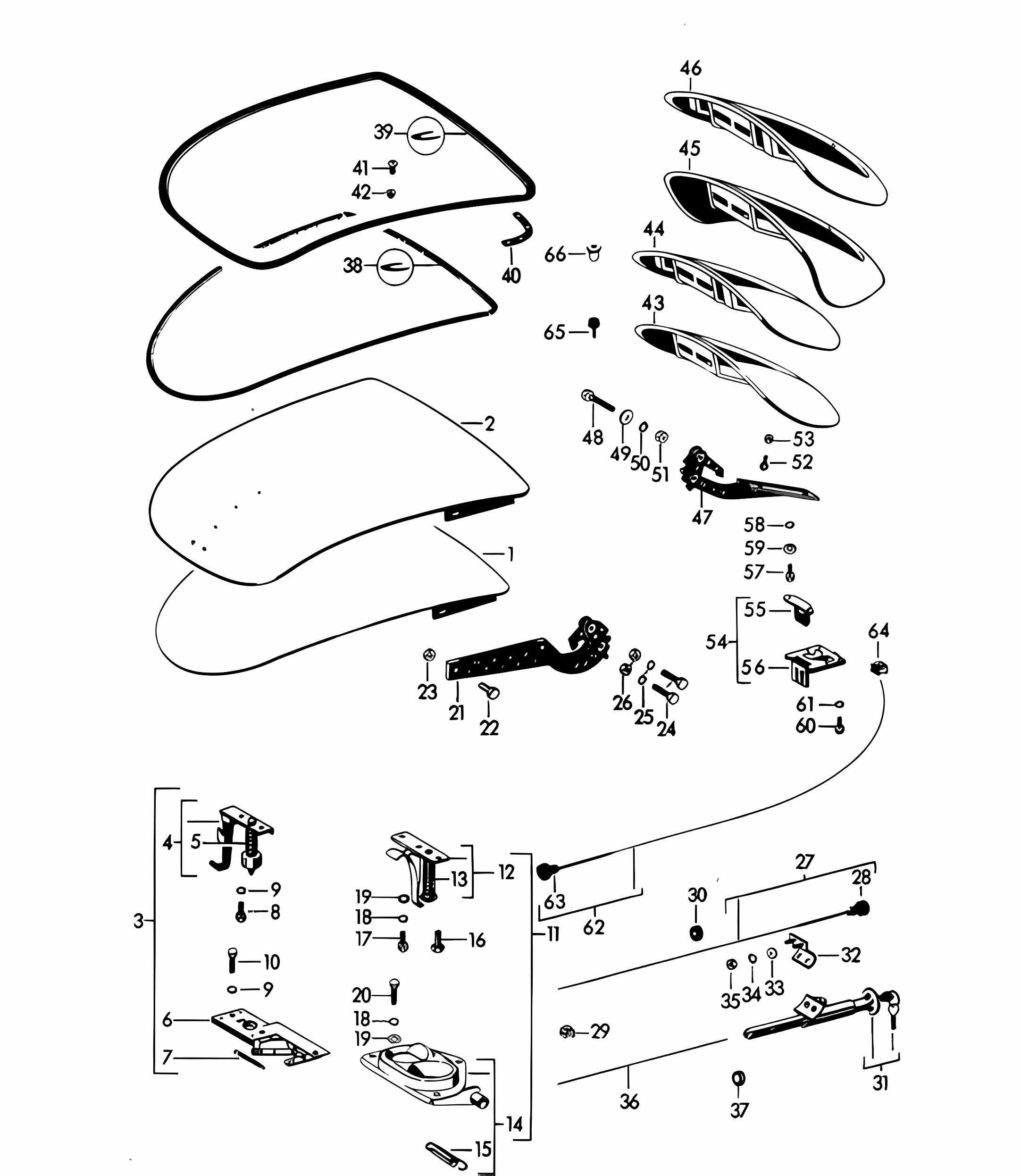 Lid / Front And Rear / with installation parts (It is necessary to rework) 356B / 356C 1960-1965