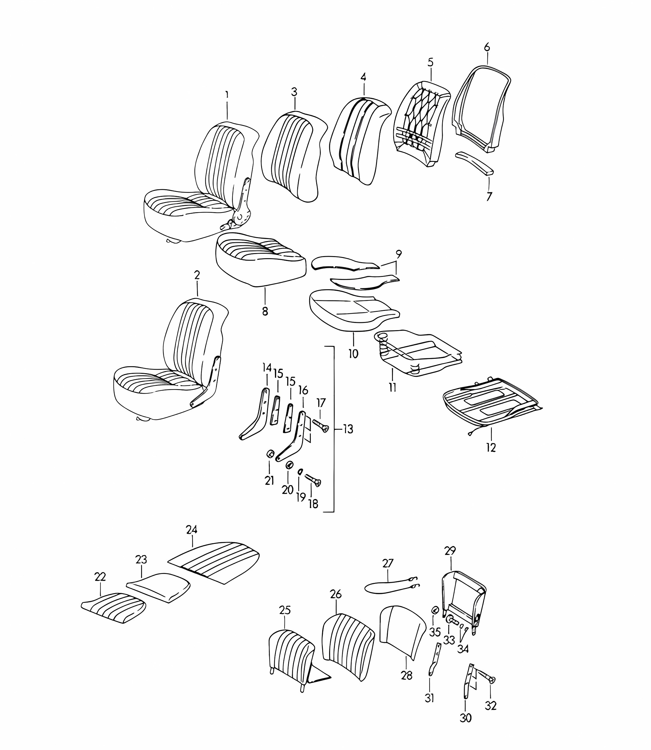 Front seat and Back seat (for Carrera 2 Only / Back seat) 356B / 356C 1960-65