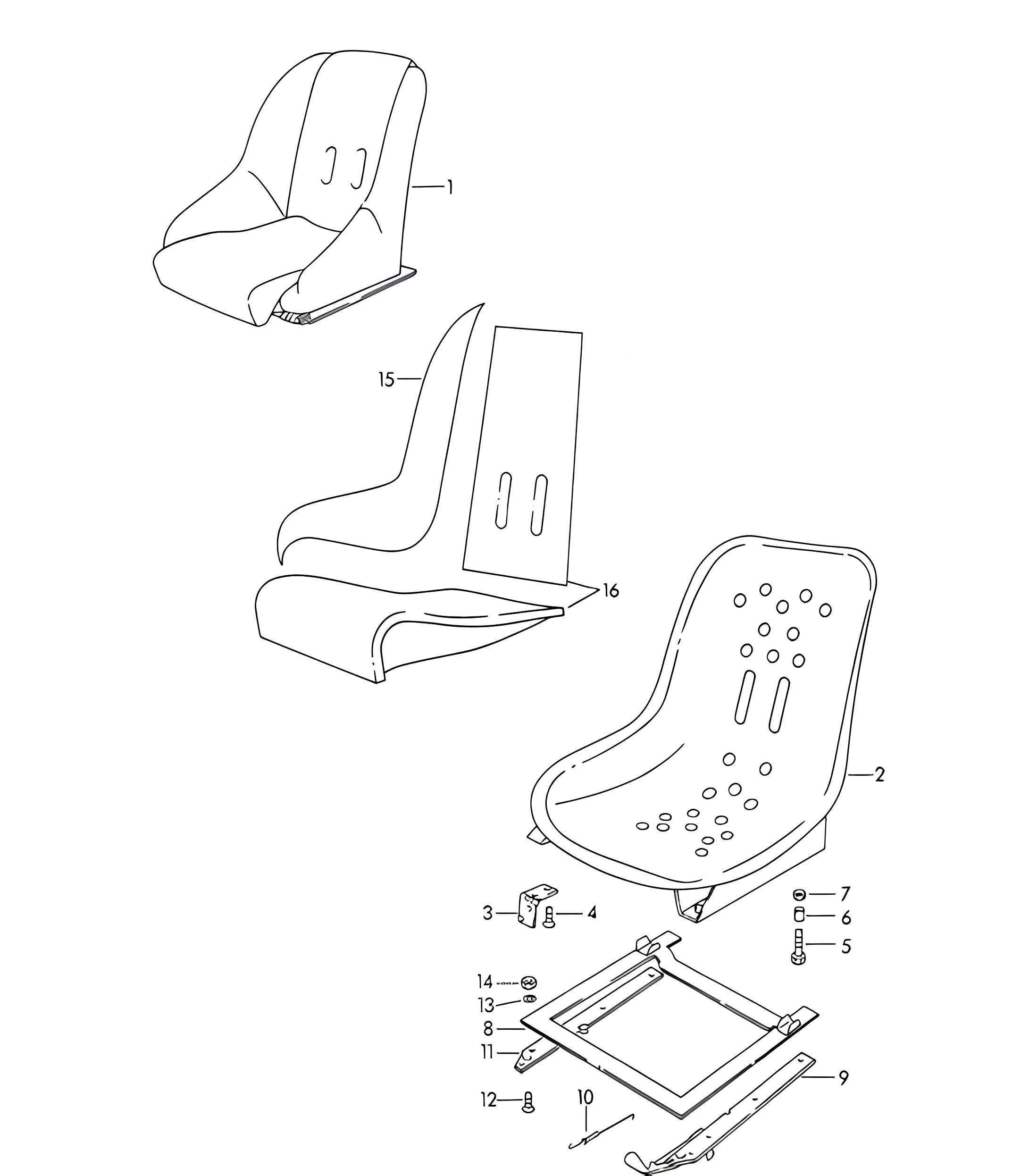 Bucket seat (Model: CARRERA GT) 356B / 356C 1960-64