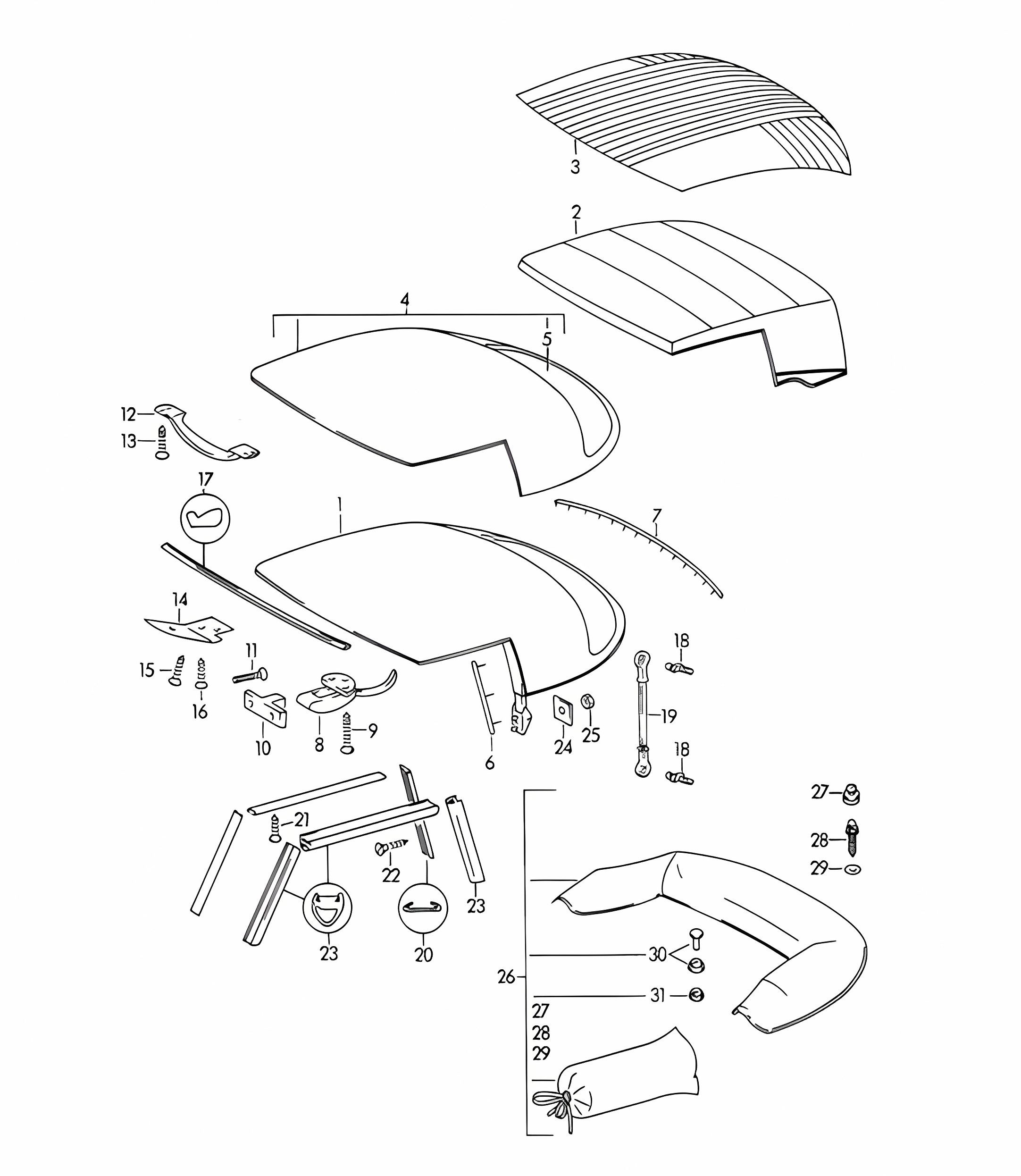 Convertible top / Convertible top covering (Model: CABRIO) 356B / 356C 1960-65