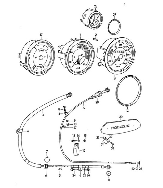 Diagram 906-000 Porsche 911 & 912 (1965-1989) Equipo eléctrico