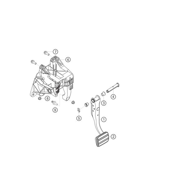 Diagram 7.7-02 Porsche Macan (95B) MK1 (2014-2018) Hand Lever System, Pedal Cluster 