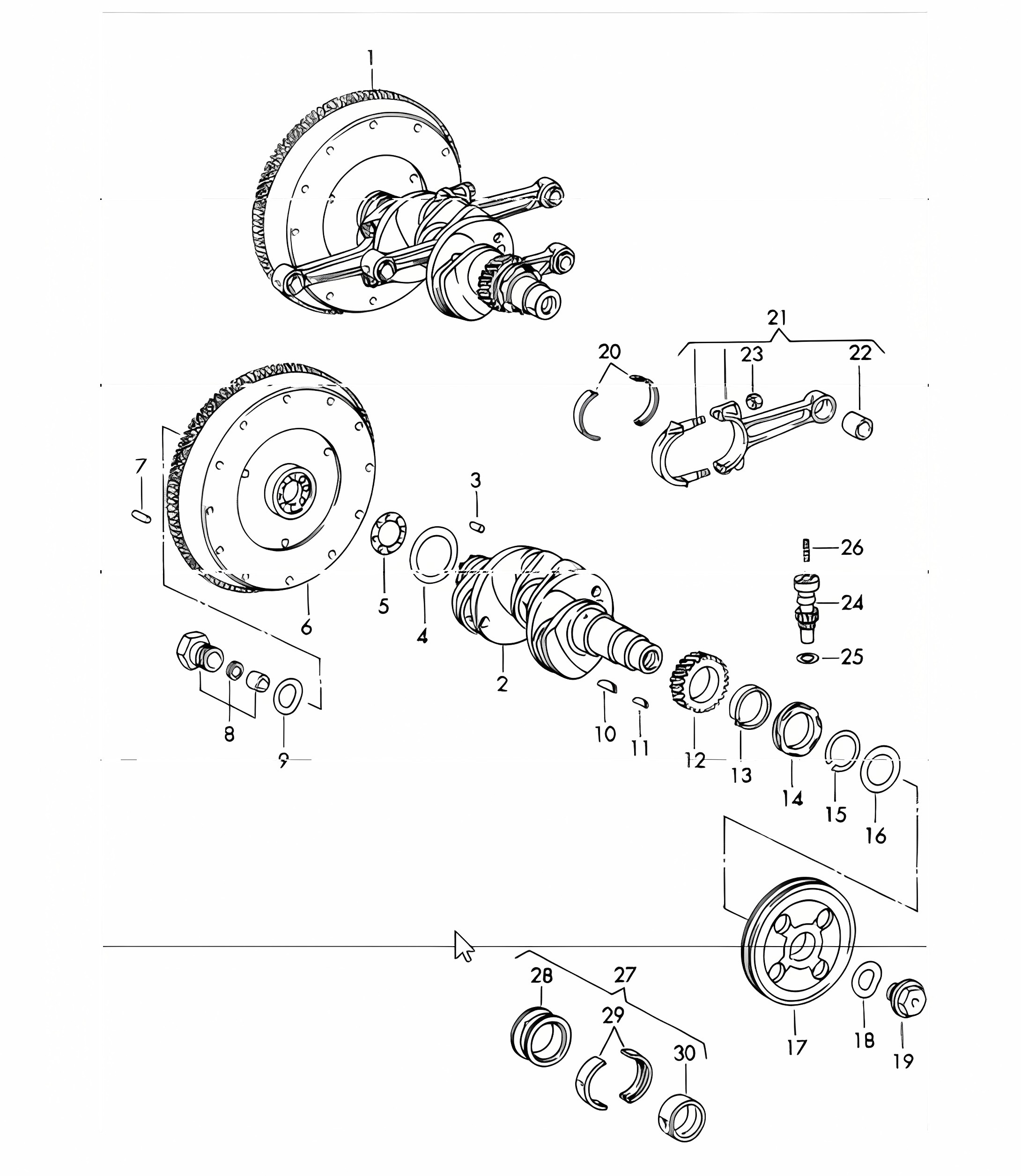 crankshaft and connecting rods 911 1965-69