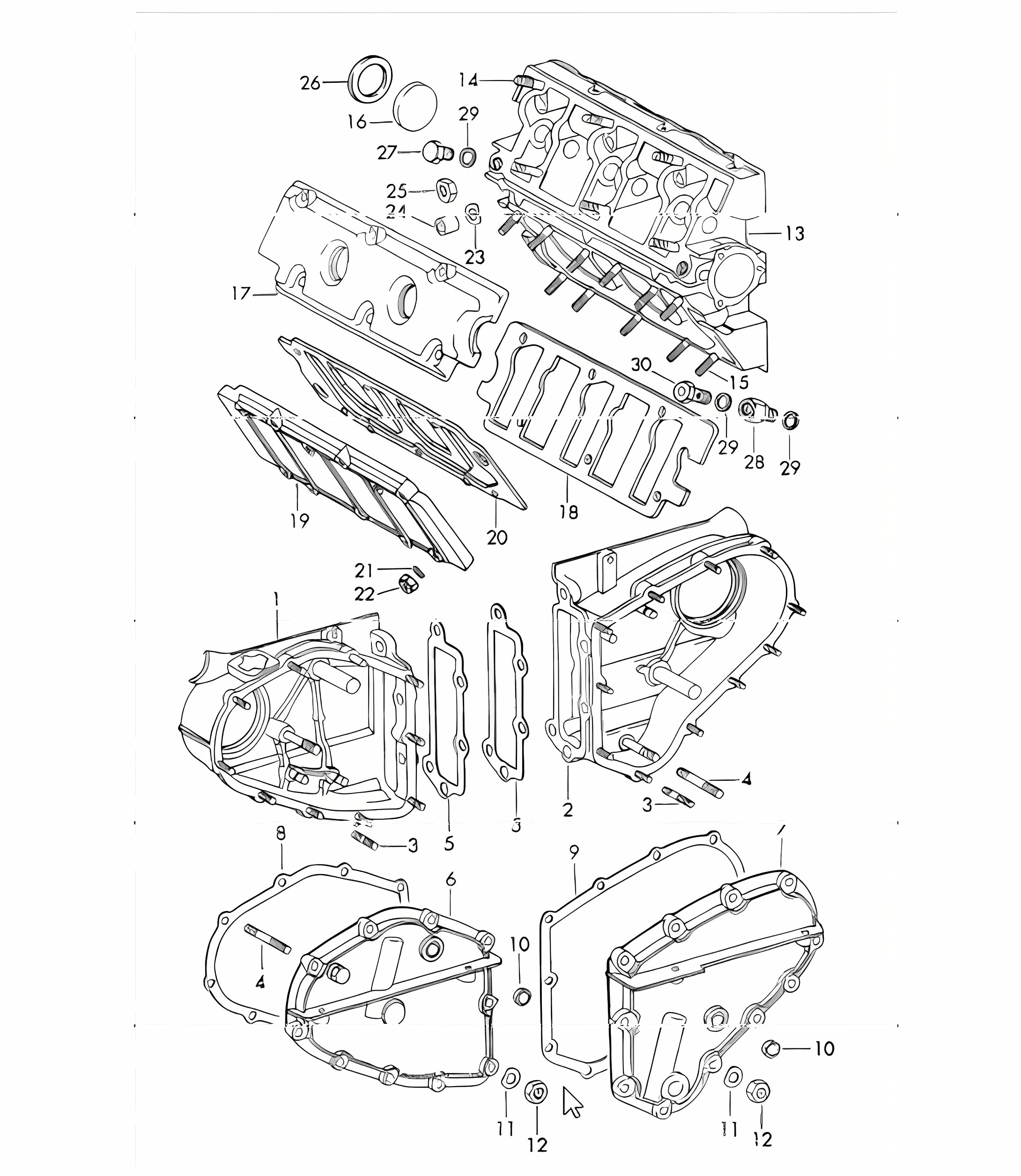 chain case, camshaft housing  911 1965-69