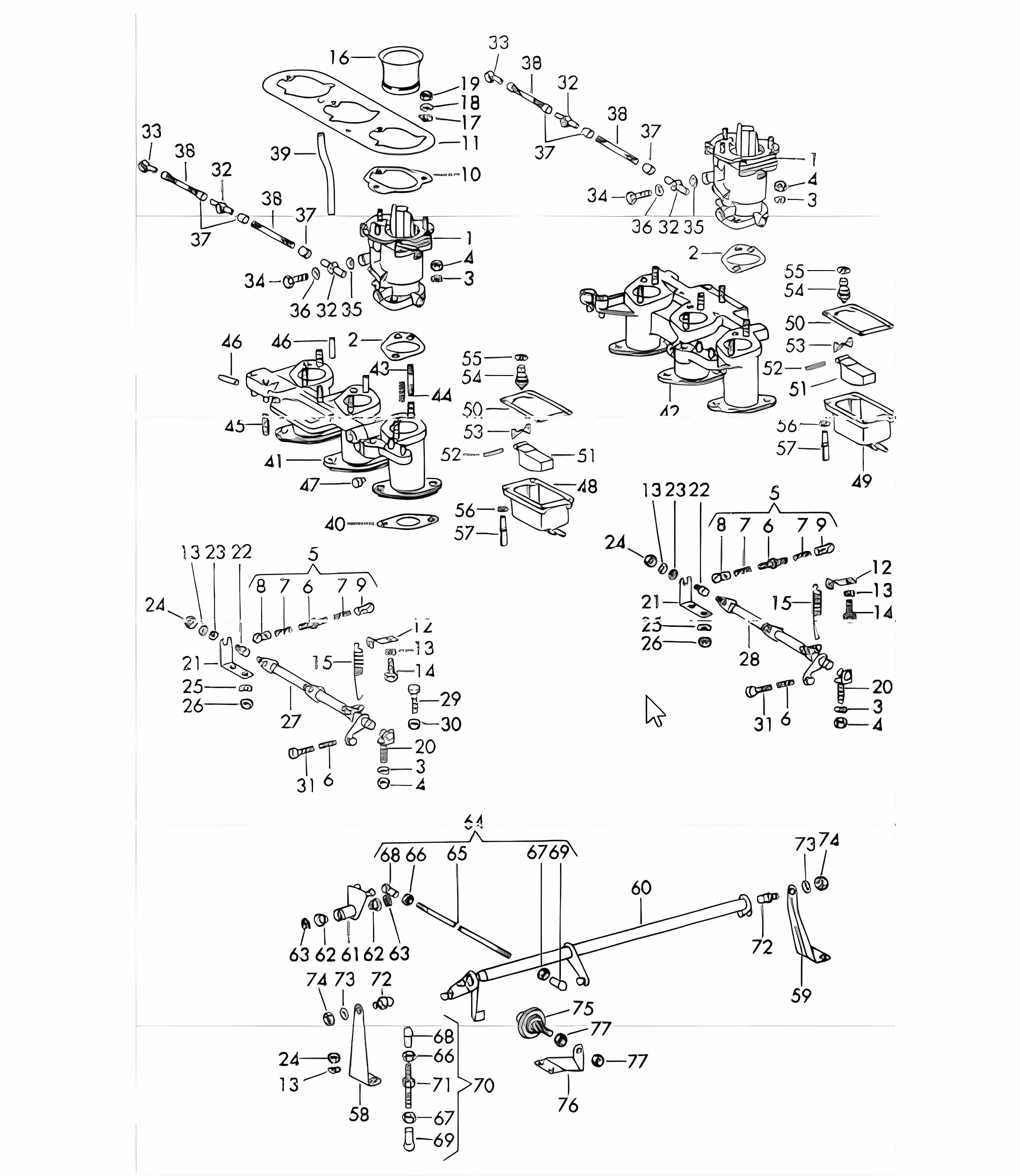 carburettor system with - SOLEX 40 PI-1 - for 911 UPTO 1968