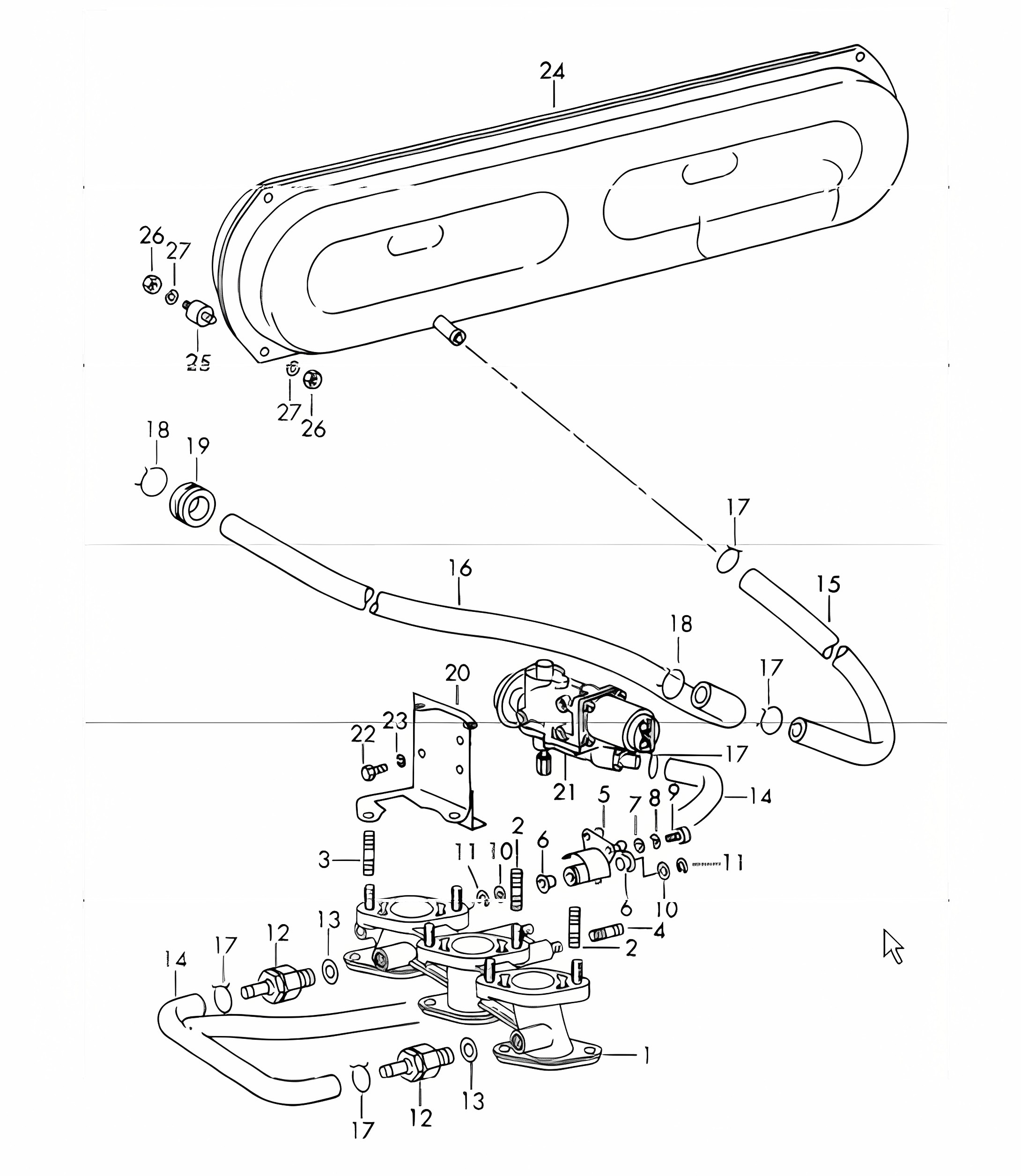 vacuum system for clutch release for sportomatic for 911 L/S/TU upto 1968 and 911 T 1969 ONWARDS