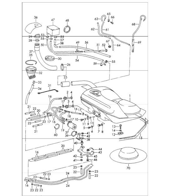 Diagram 201-00 Porsche 957 Cayenne S / GTS 4.8L 2007-10 Fuel System, Exhaust System