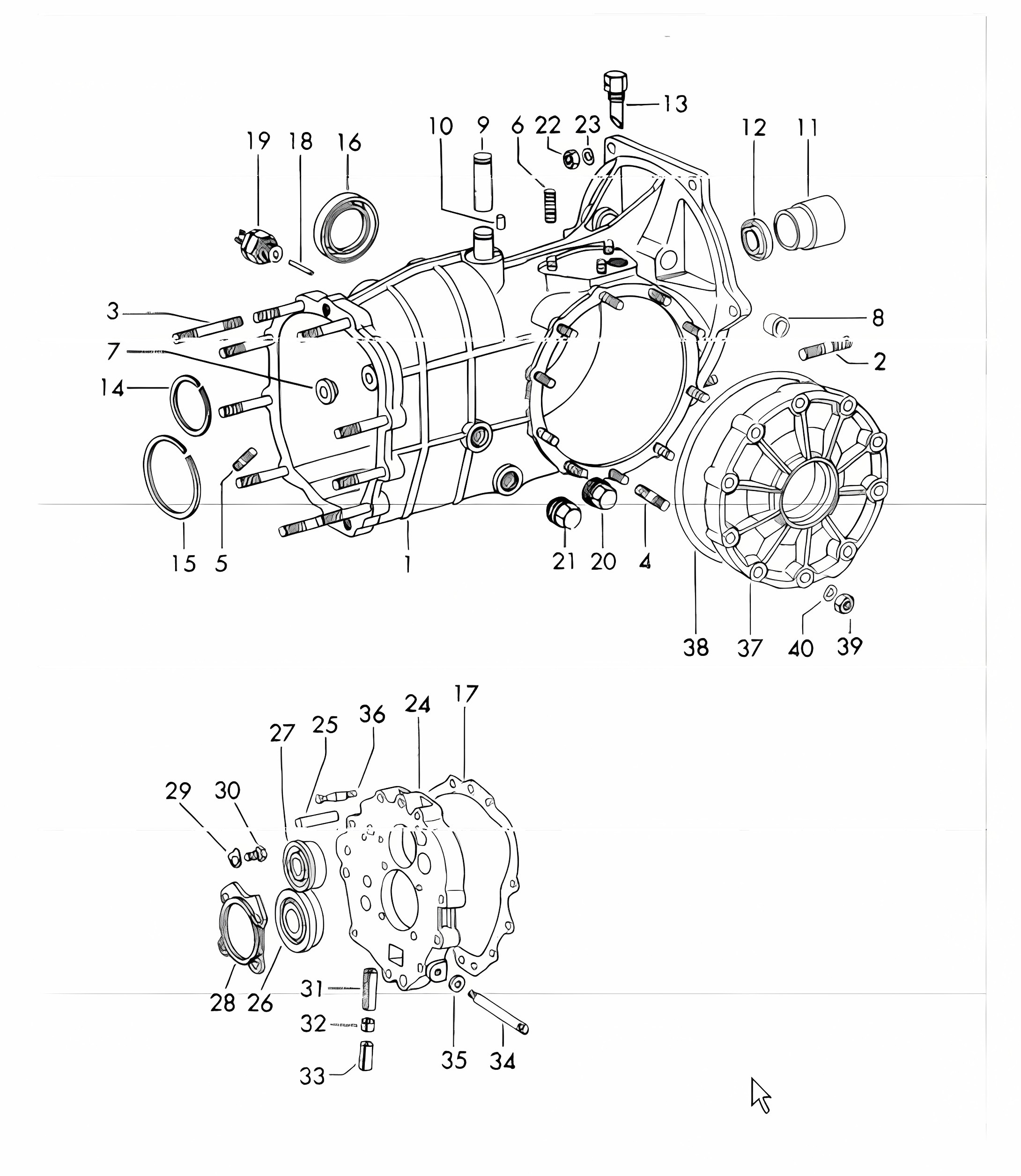 transmission case sportomatic 911 1965-69