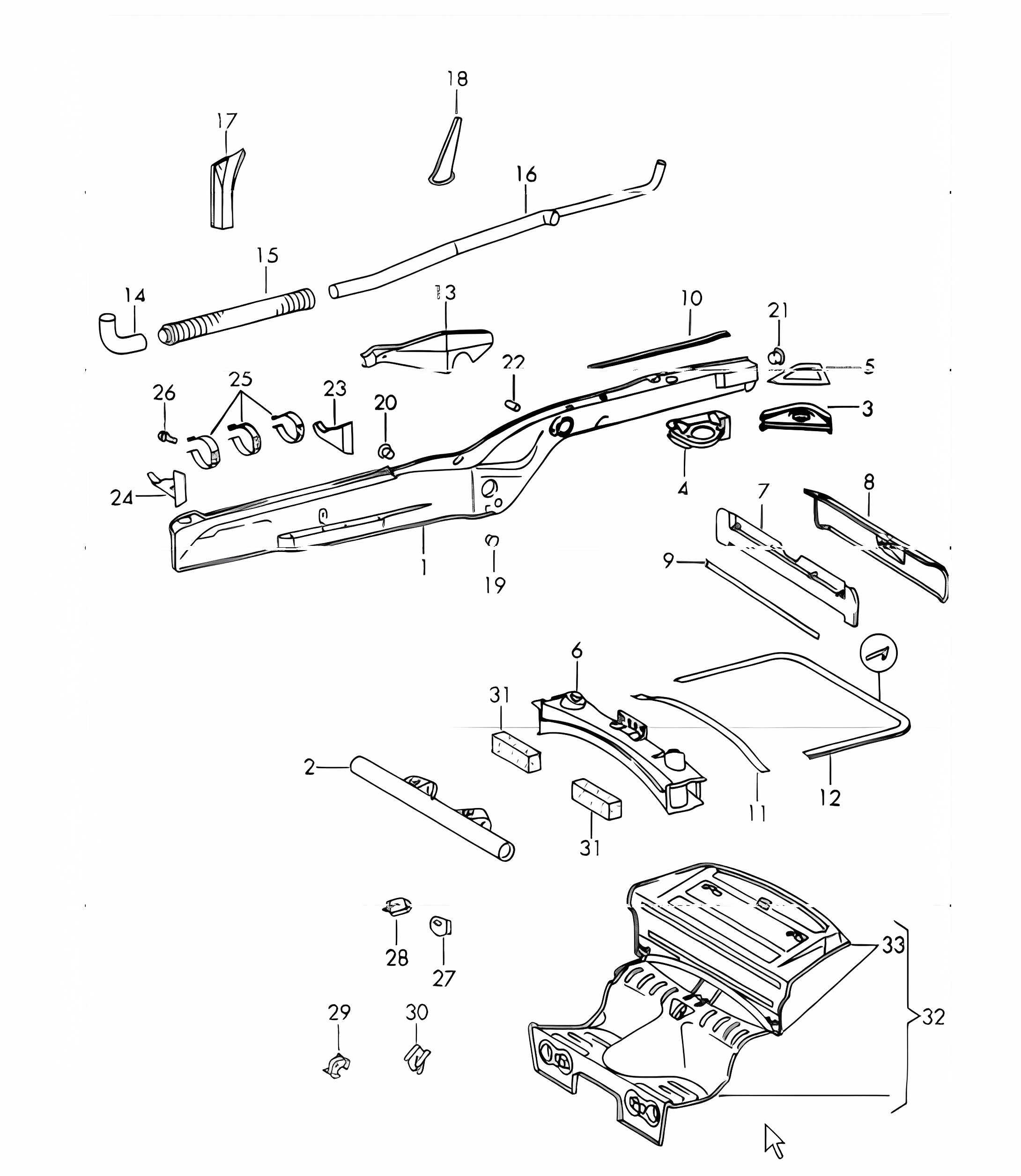 frame centre rear 911 1965-69