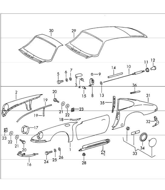 Diagram 801-30 Porsche 911 1984-1986 3.2L Body