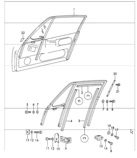 door glass frame 911 COUPE 1965-69