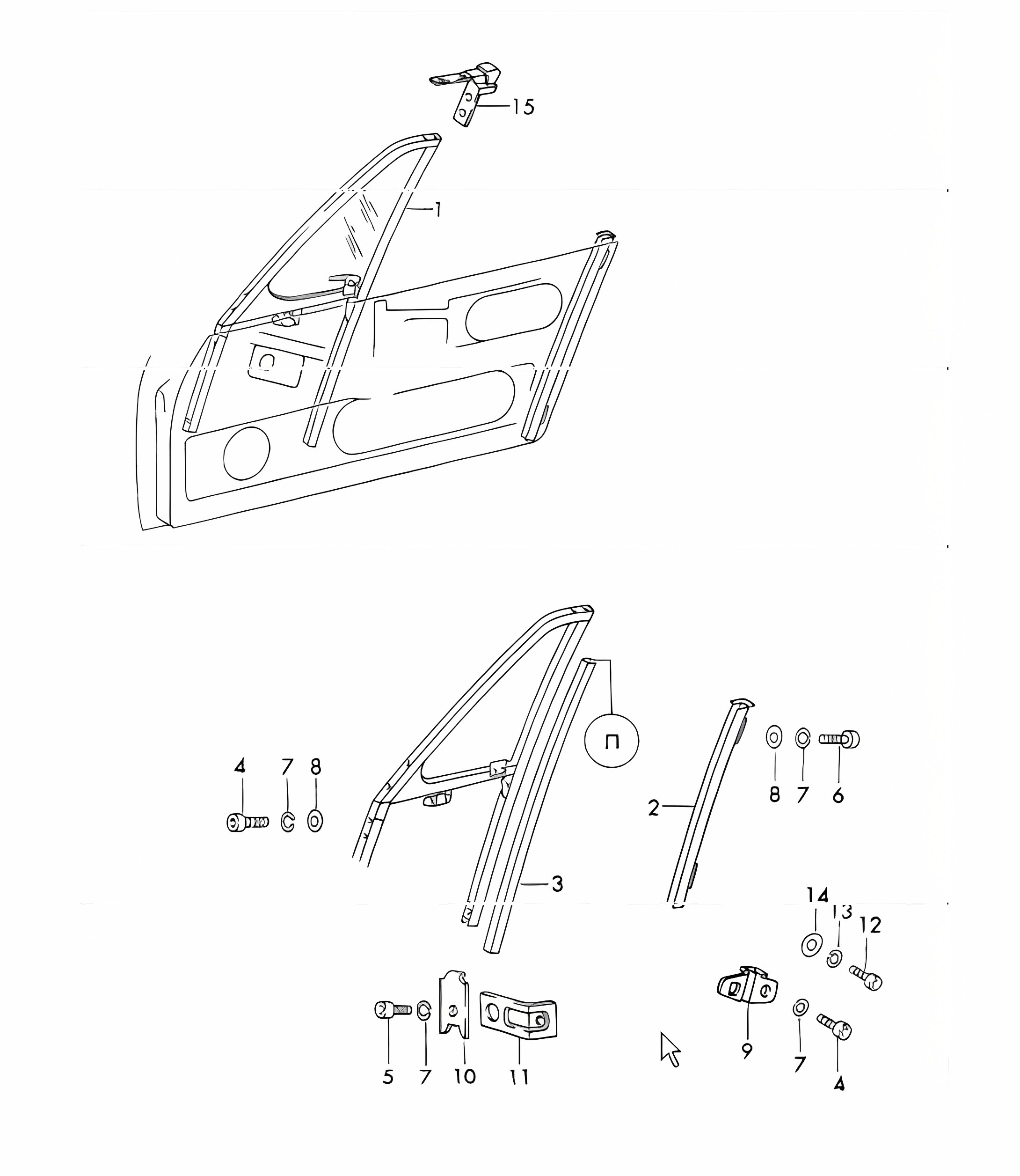 door glass frame 911 TARGA 1965-69