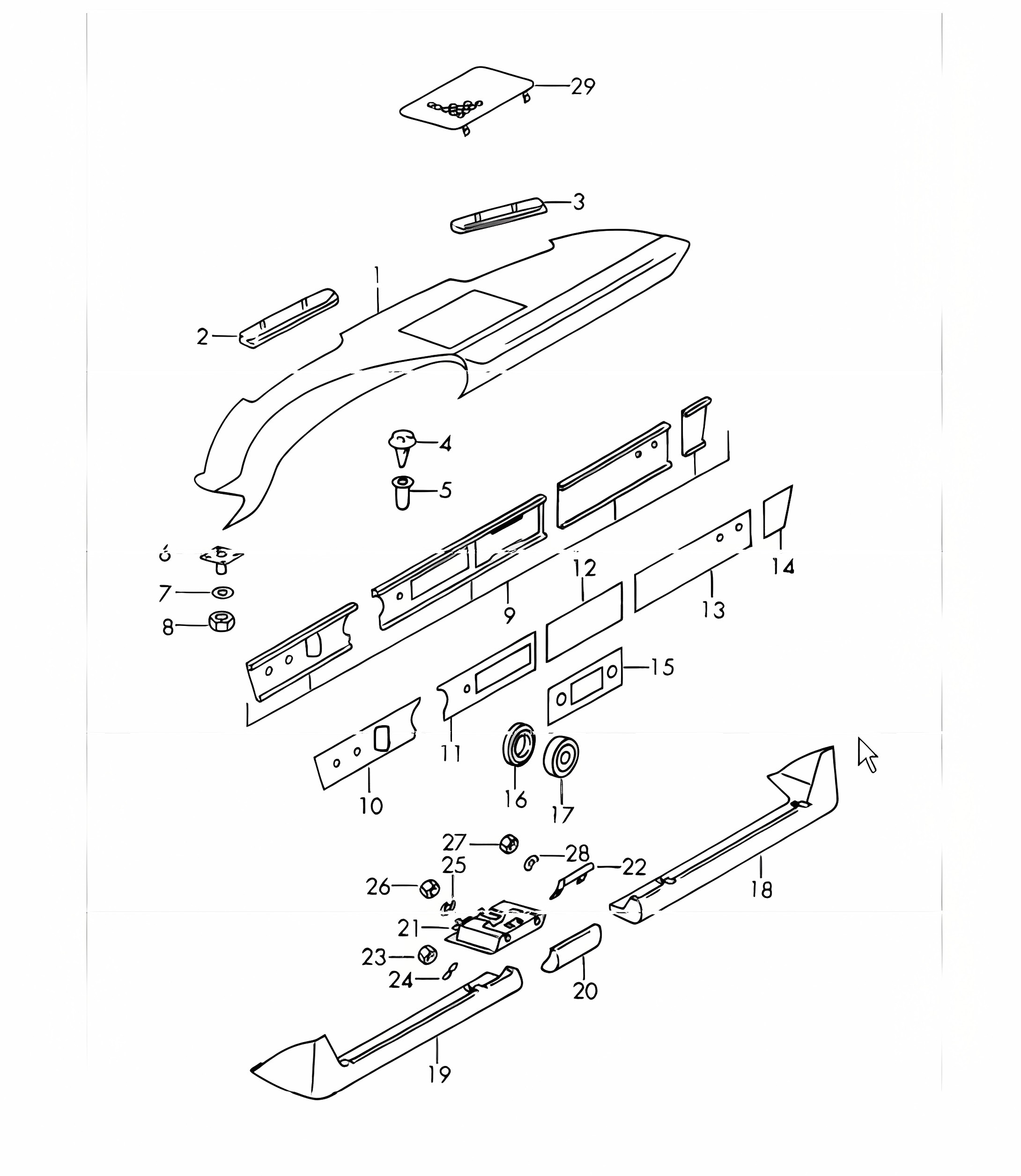 dashboard trim, ashtray, trim cover  911 1969 onwards