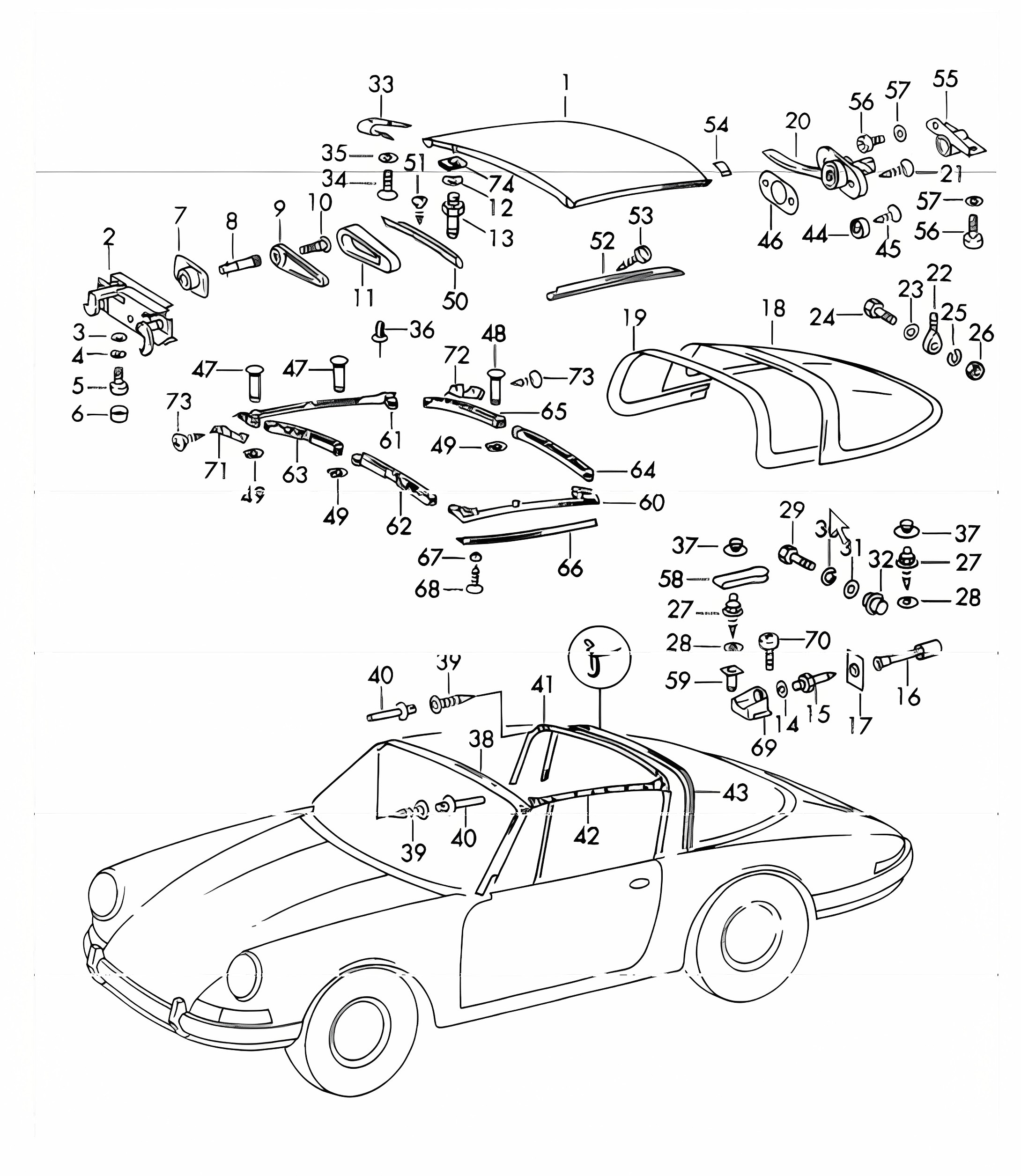 roof 911 TARGA 1965-69