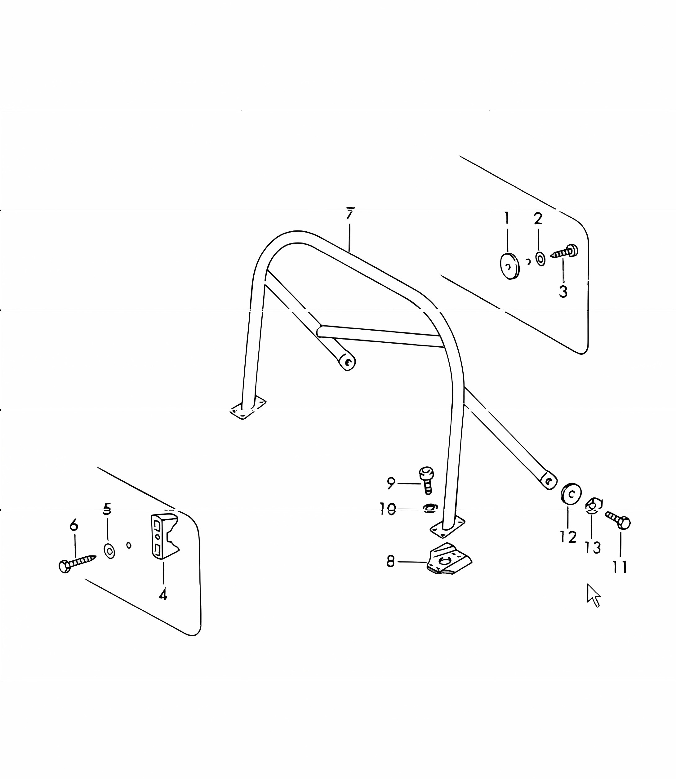 roll bar, number plate, mount 911 1965-69