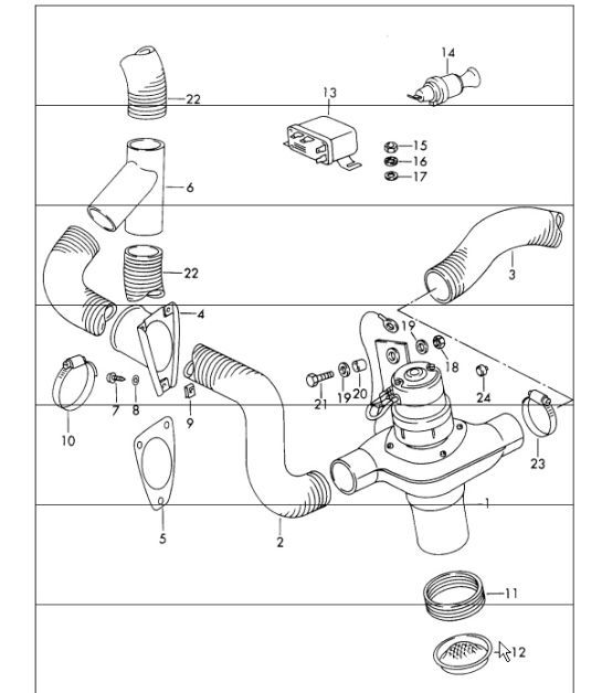 blower for Left-Hand Drive cars for 911 S, 911 /TU/L and 912 (USA) UPTO 1968