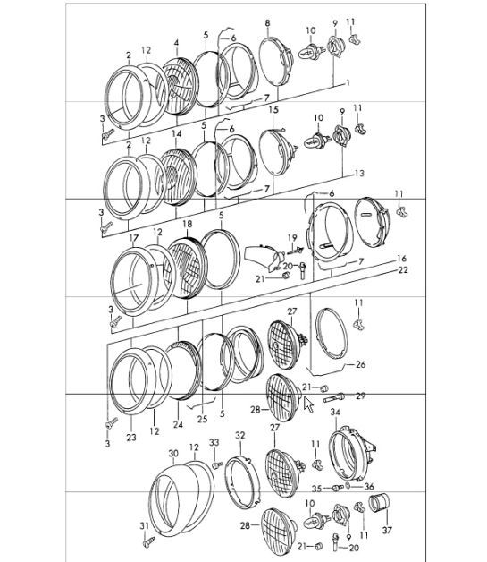 Diagram 905-00 Porsche Macan (95B) MK1 (2014-2018) Materiale elettrico