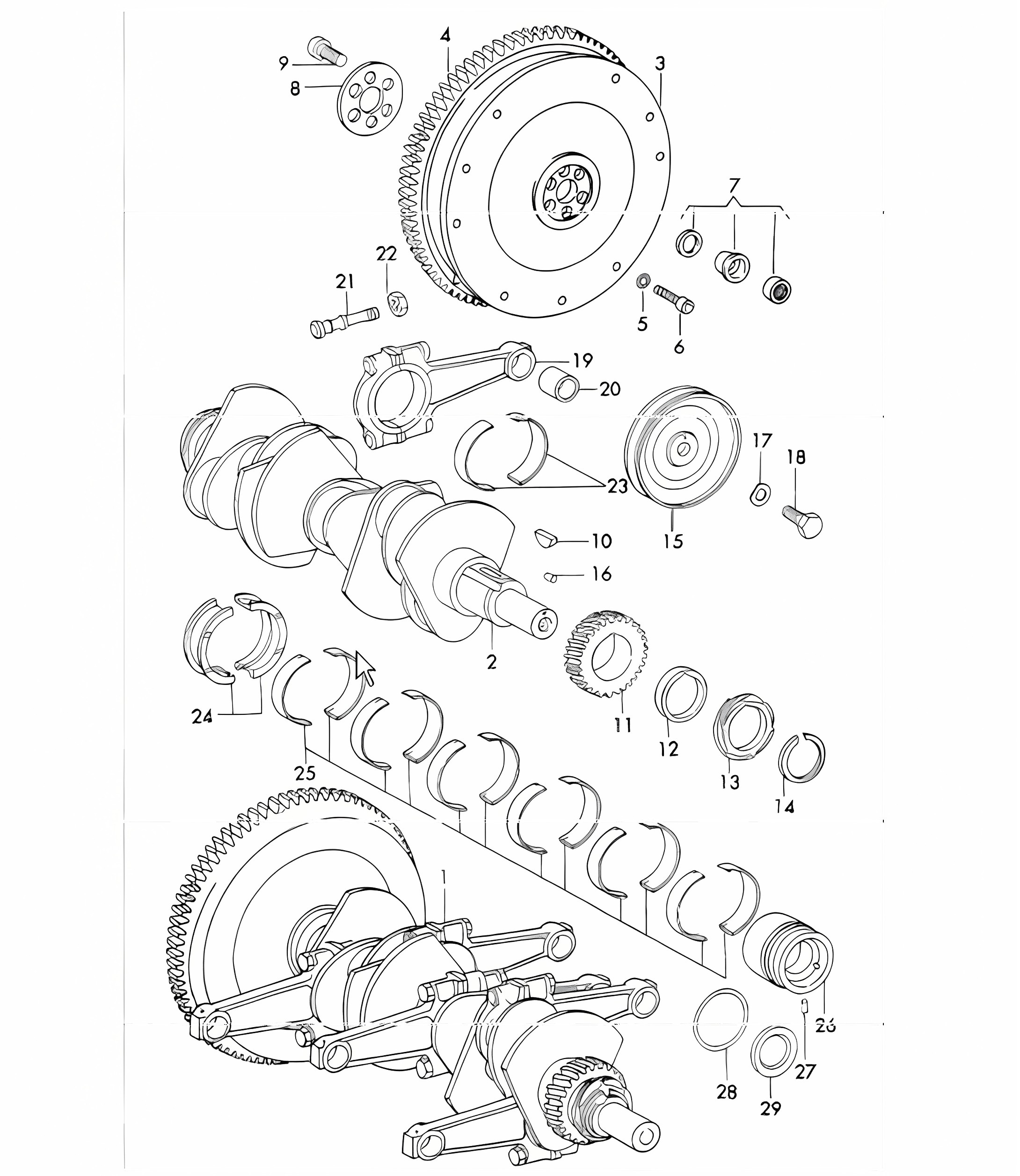 crankshaft and connecting rods 911 1970-73