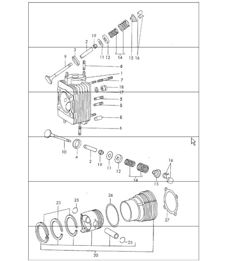 cylinder head, cylinder with piston 911 UPTO 1971