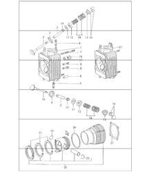 cylinder head, cylinder with piston 911 1972 ONWARDS