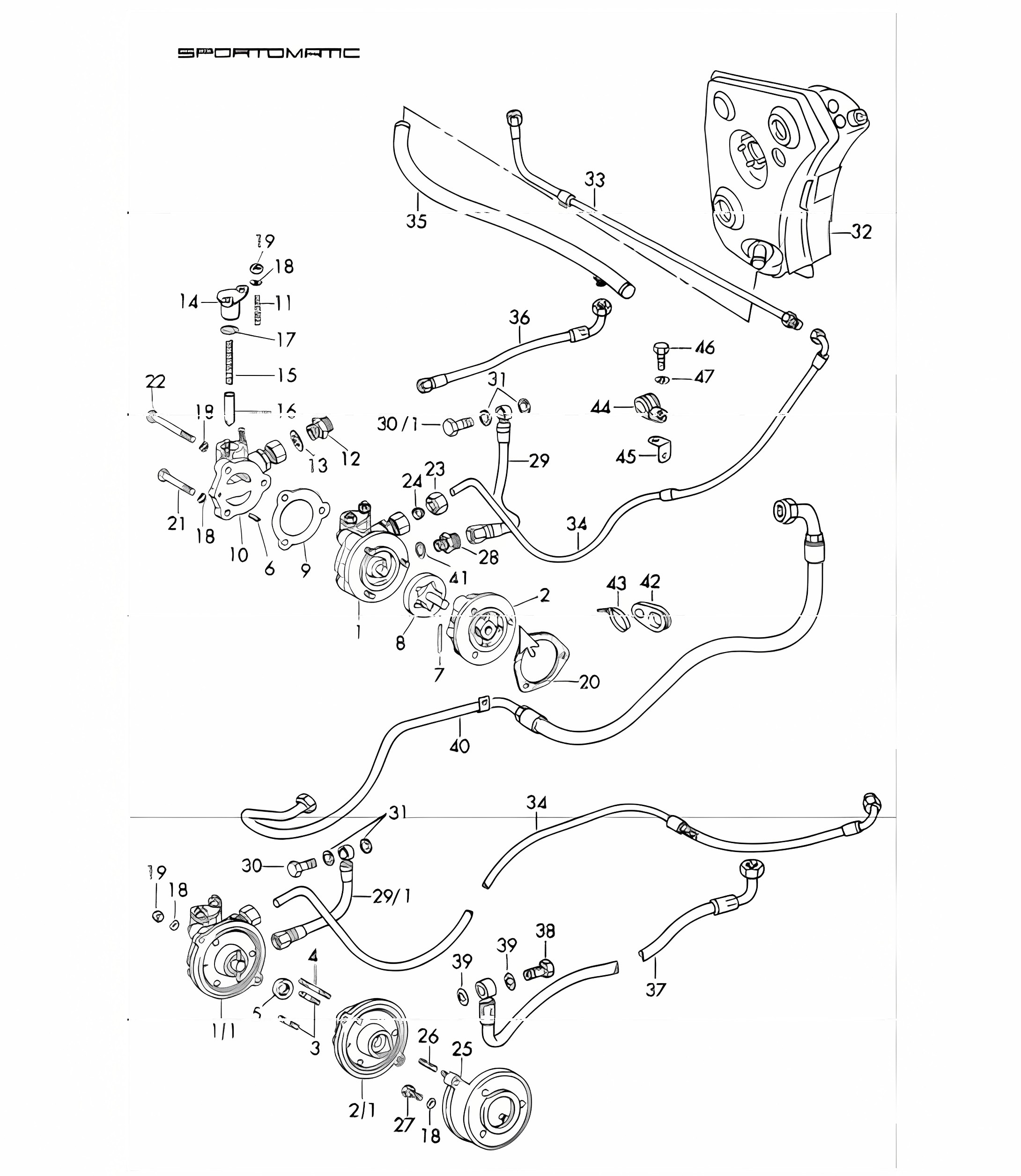 oil supply for converter sportomatic 911 T-E/E/S and  911 T-V 1972