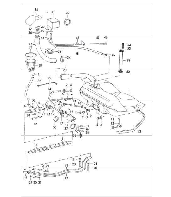 Diagram 201-00 Porsche 992.1 Speedster 4.0L 2019-24 Fuel System, Exhaust System