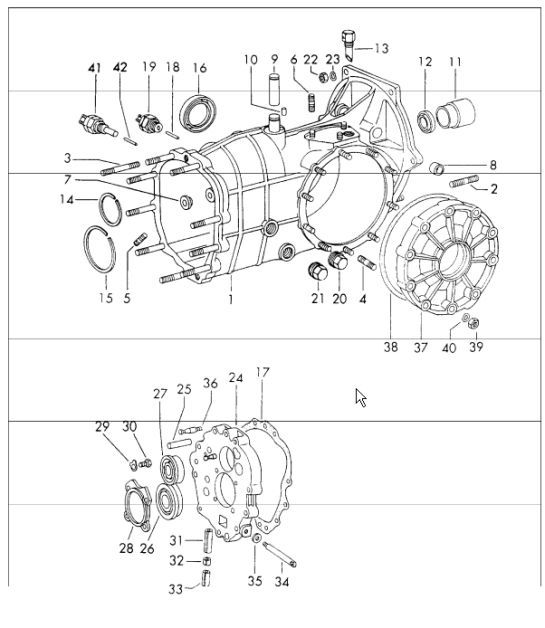 transmission case sportomatic for 911 T/E UPTO 1971