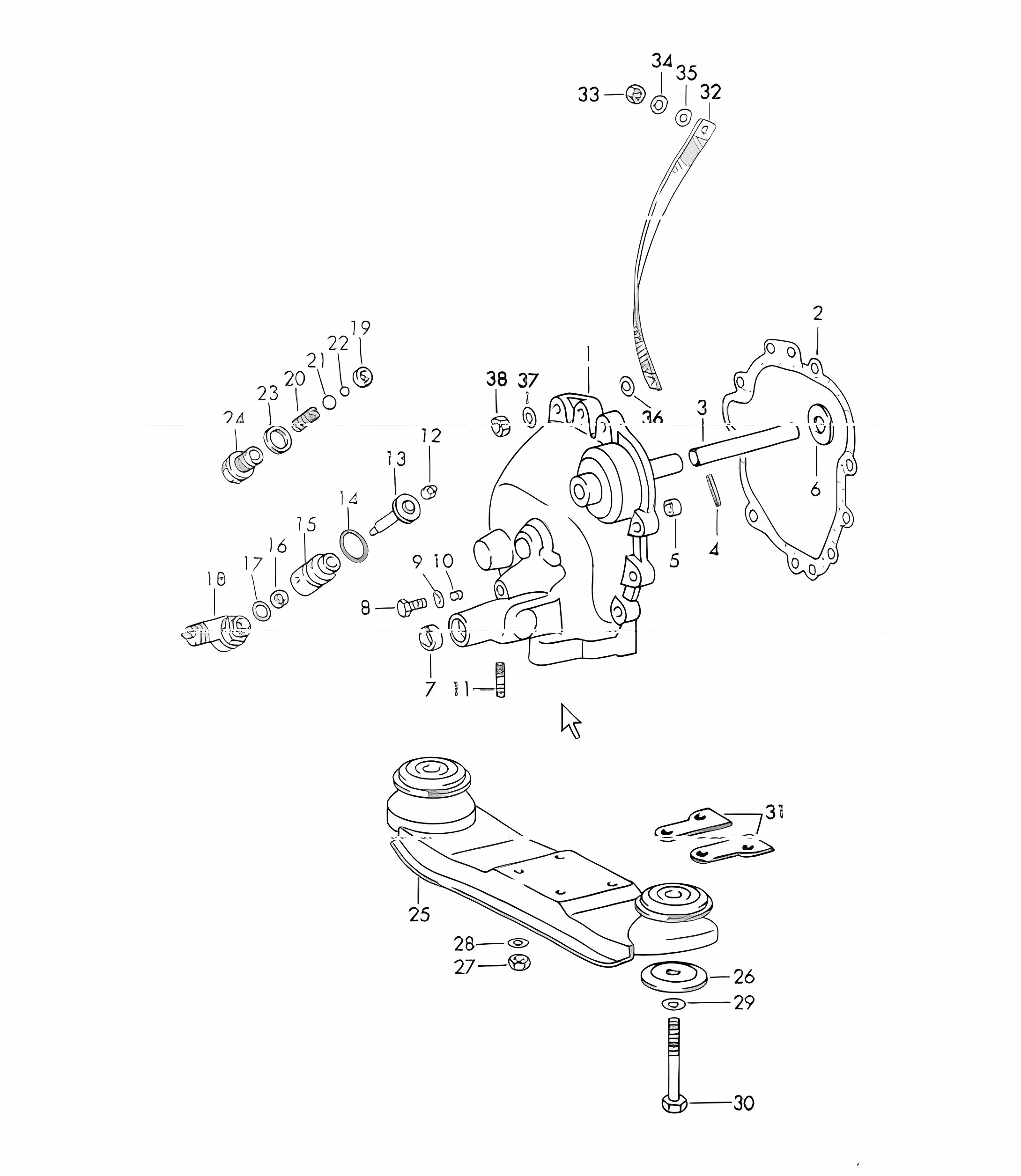 transmission cover, transmission suspension sportomatic TYP 905/21. for 911 T-V 1972 ONWARDS