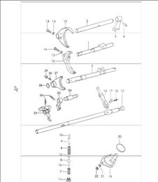 Shift rods, shift forks TYP 925 sportomatic for 911 T-E/E/S and CARRERA 2.7 1972 ONWARDS