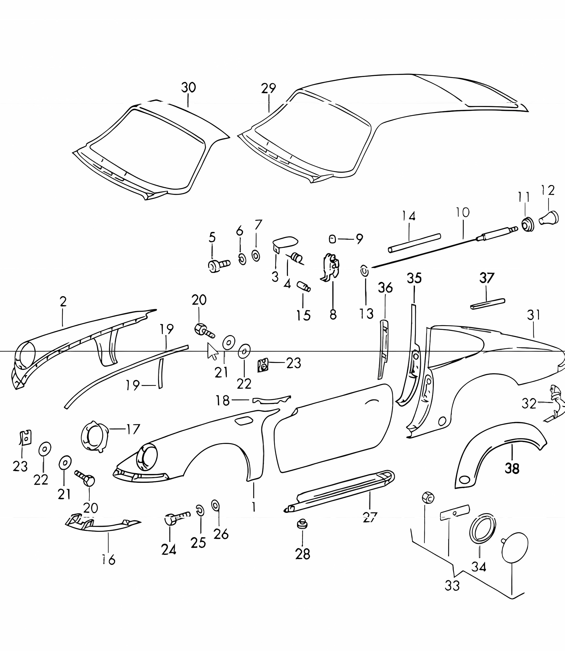 exterior panelling 911 1970-73 COUPE