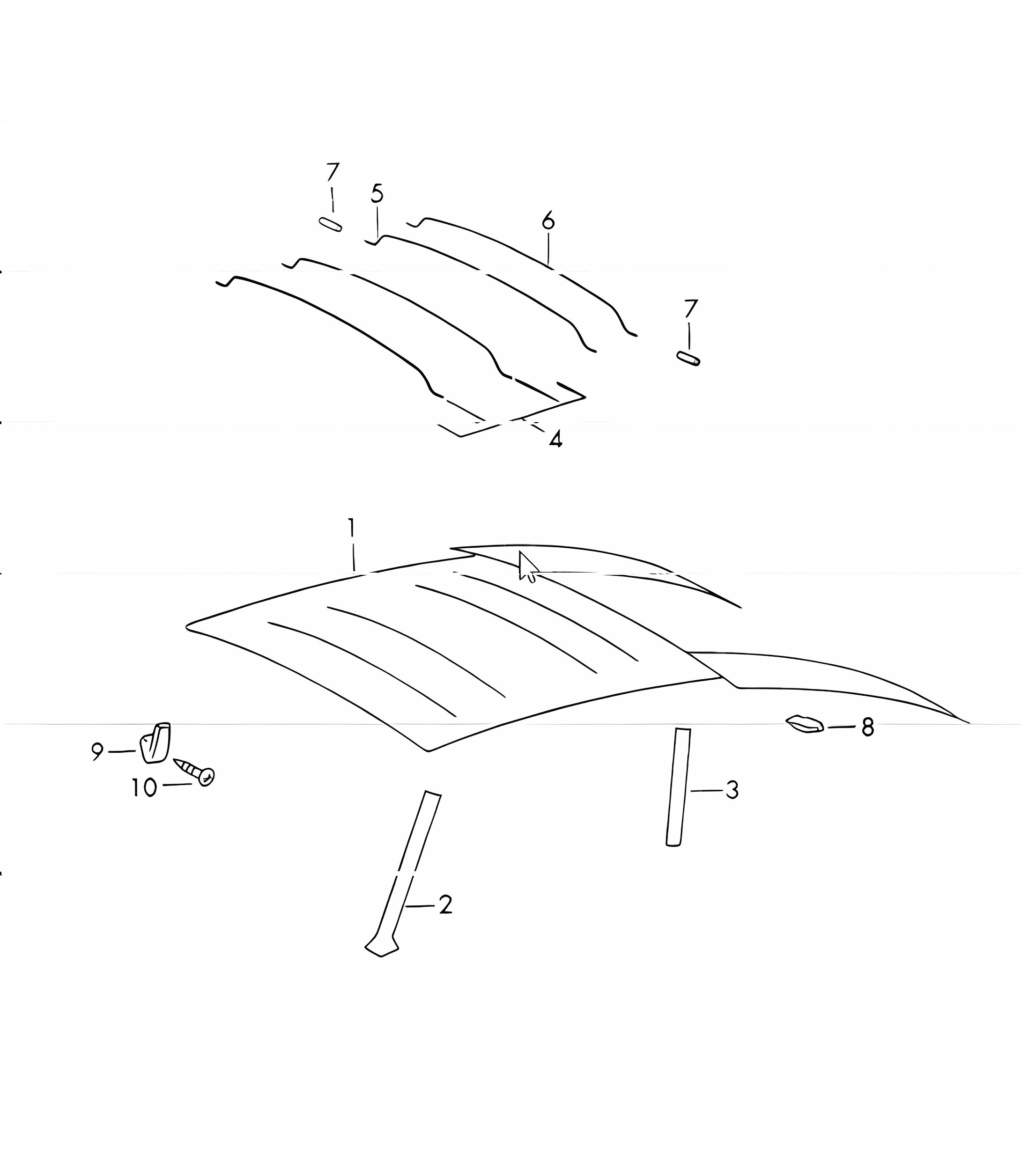 Interior equipment roof 911 1970-73 COUPE