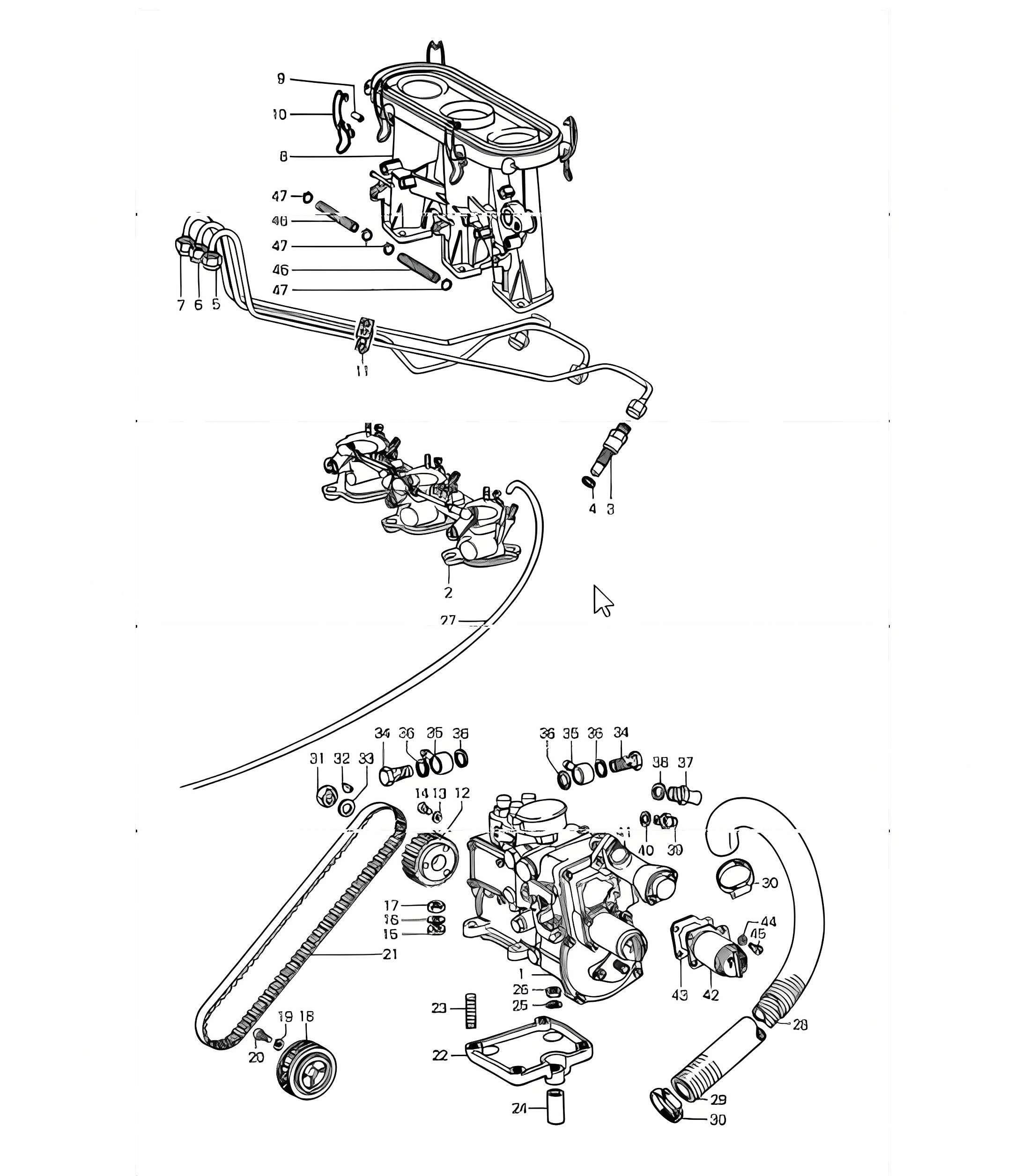 Mechanical injection right for Model 911/83 1974-77