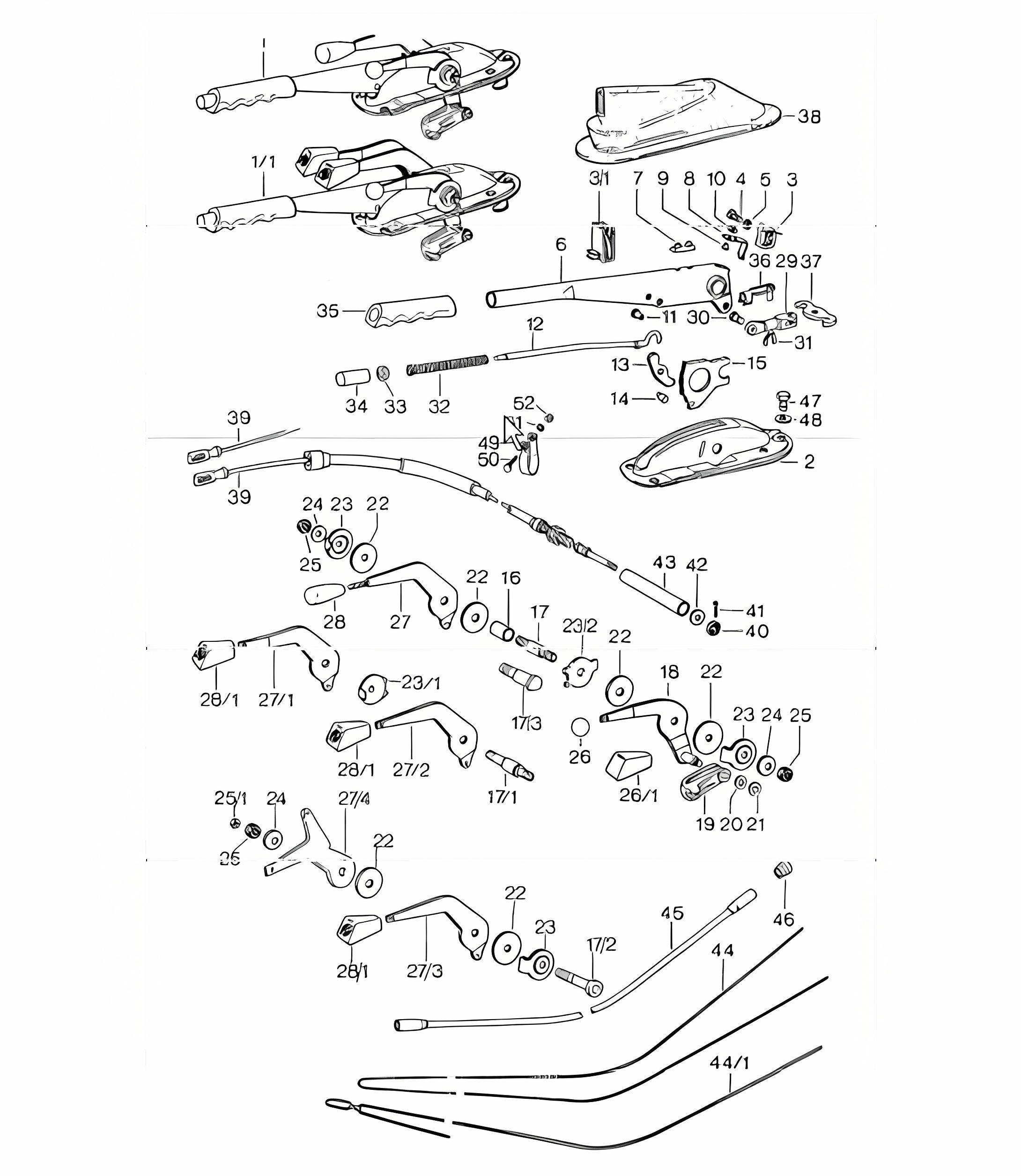 Actuating lever, Handbrake, Manual throttle 911 1974-77