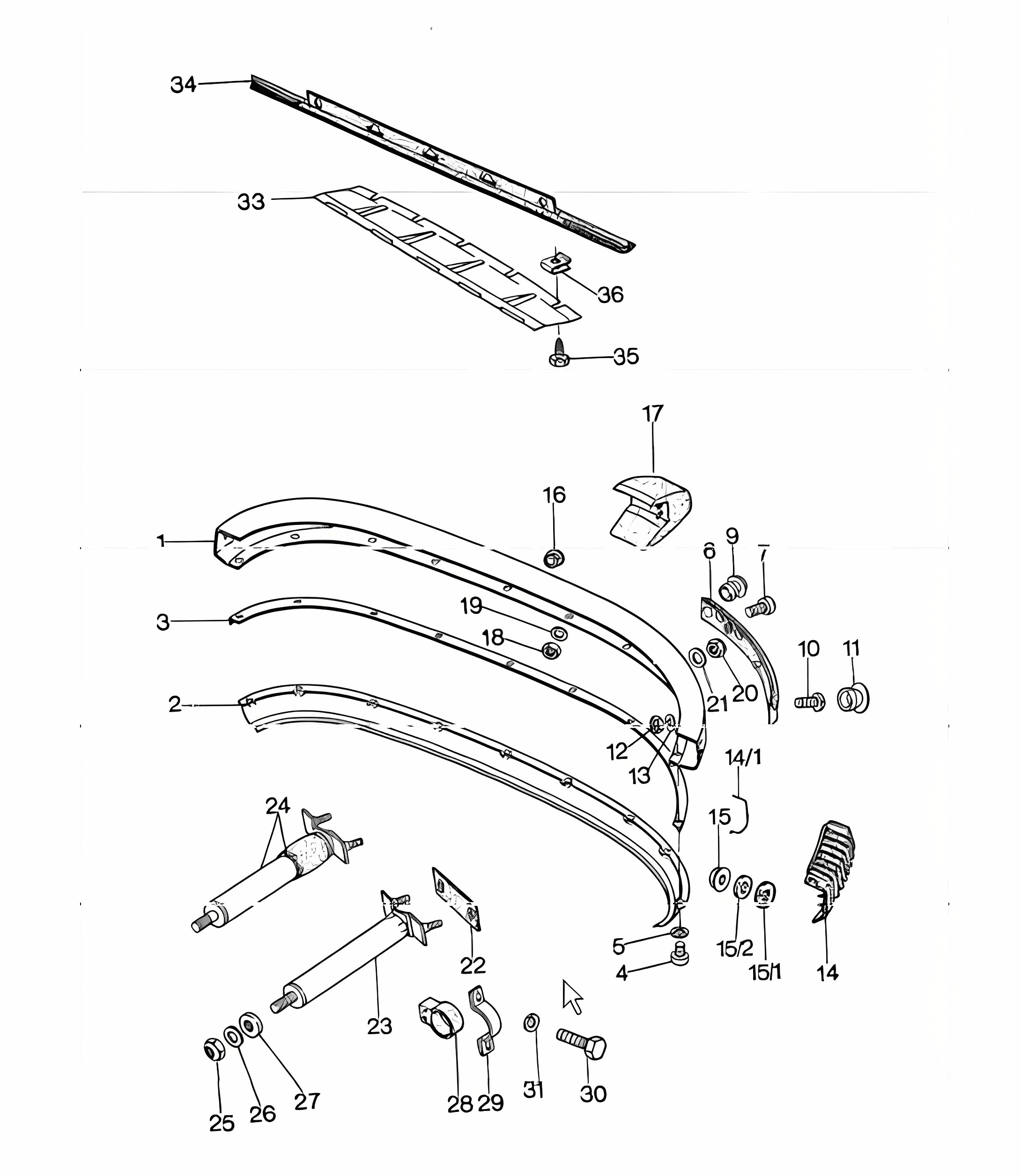 bumper rear 911 1974-77