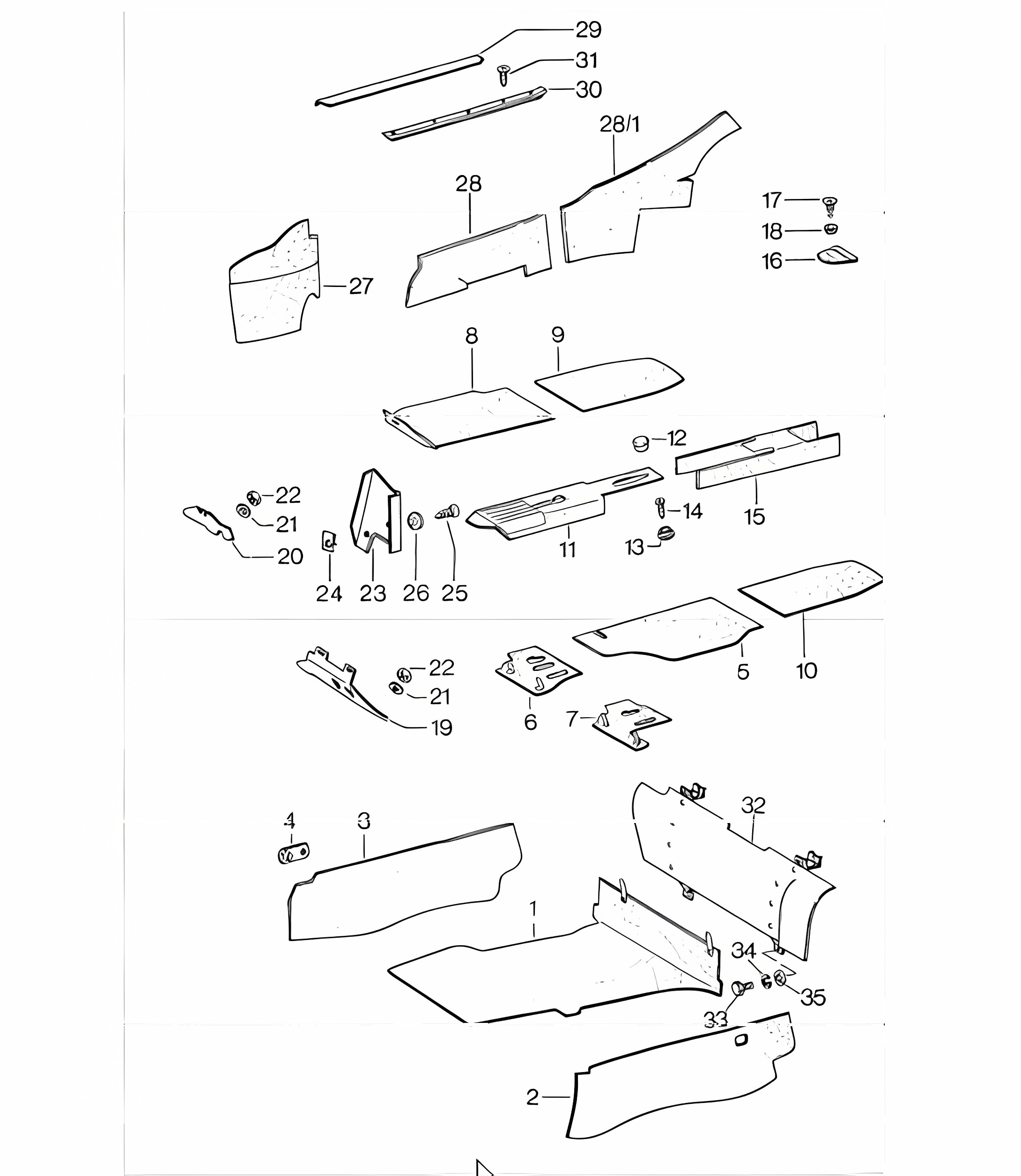 lining inner front 911 1974-77