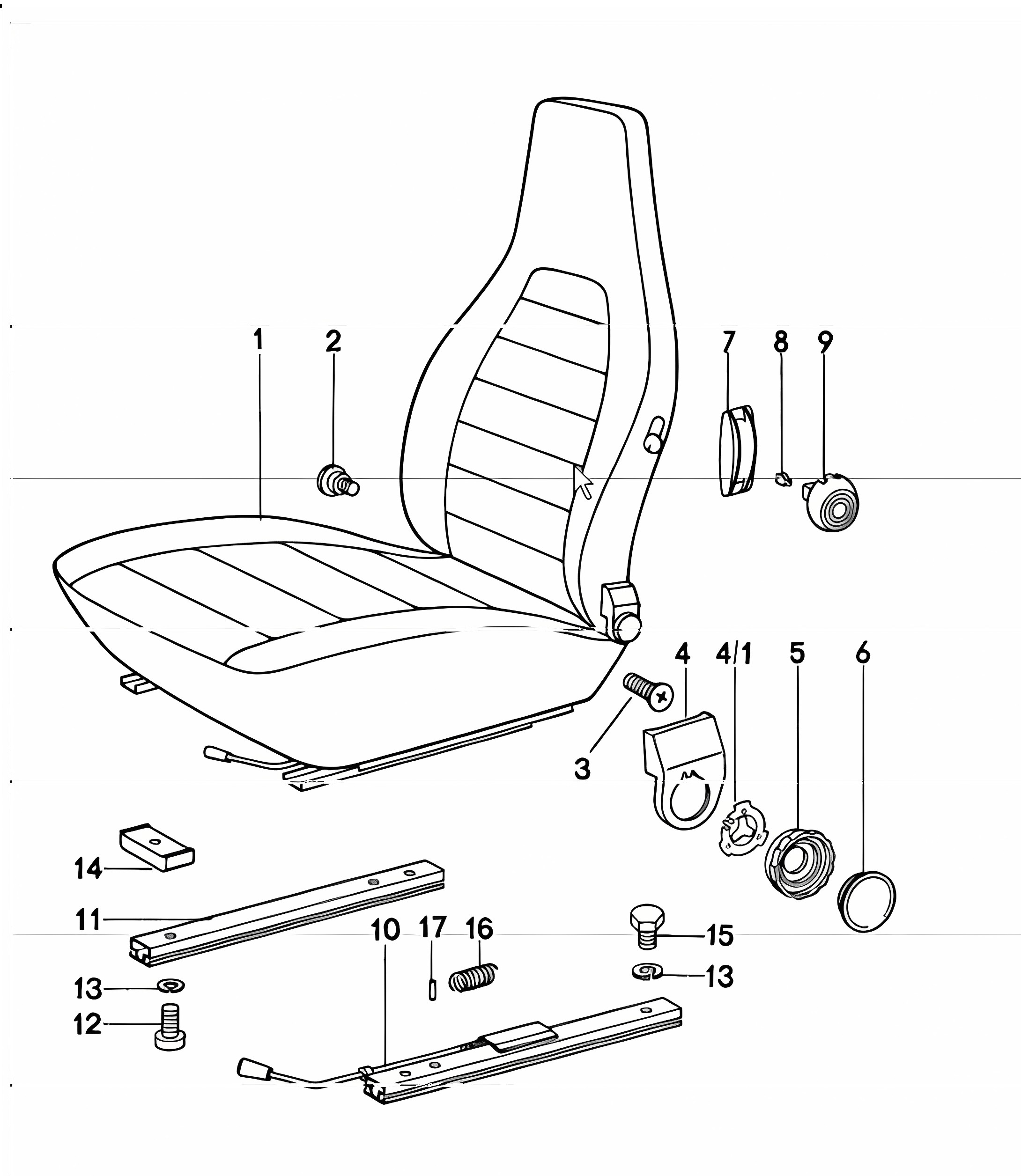 Front seat complete 911 1974-77