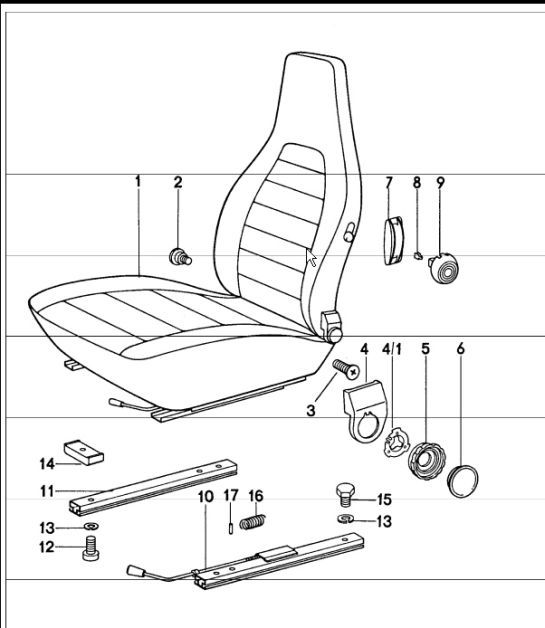 Front seat complete 911 1974-77