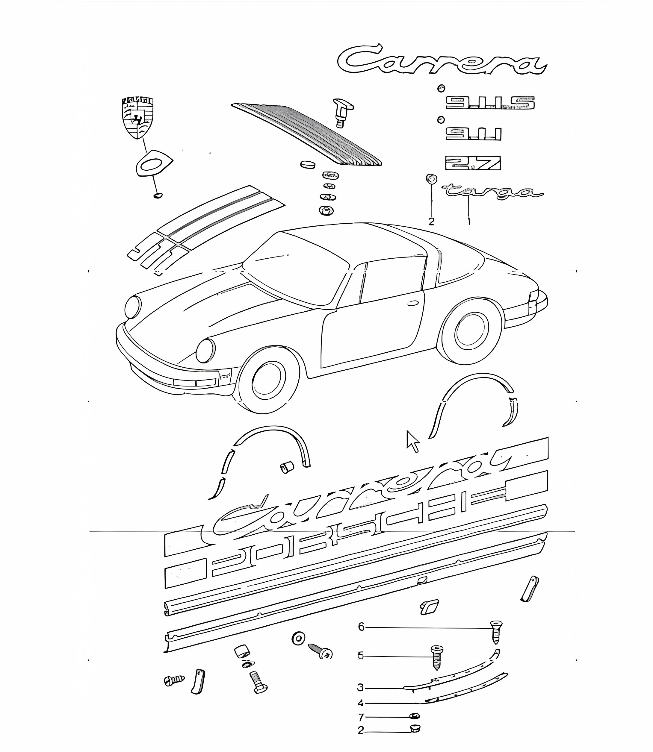 Decorative fittings 911 1974-77 TARGA