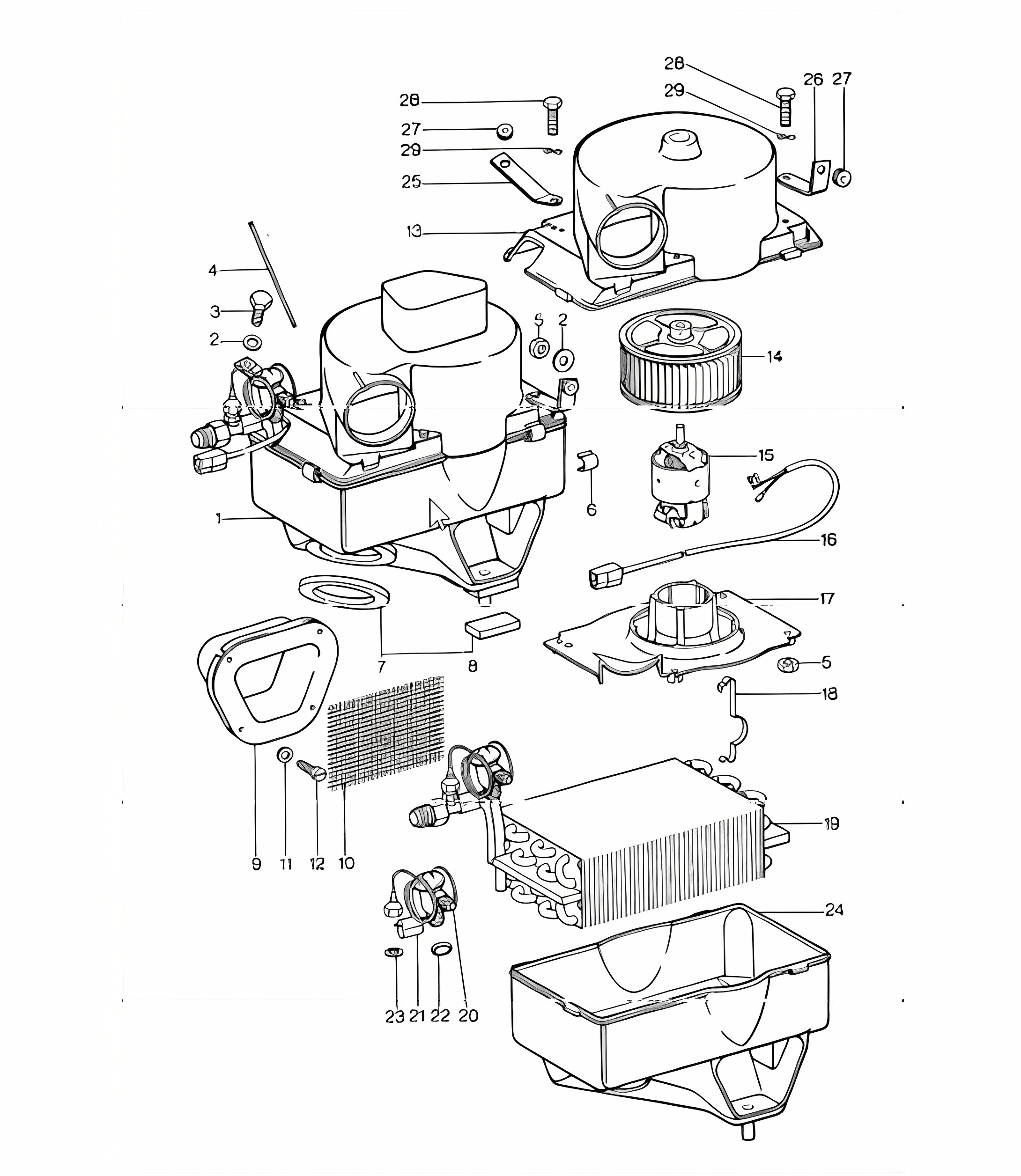 Air conditioner, evaporator, evaporator housing, accessories 911 1974-77